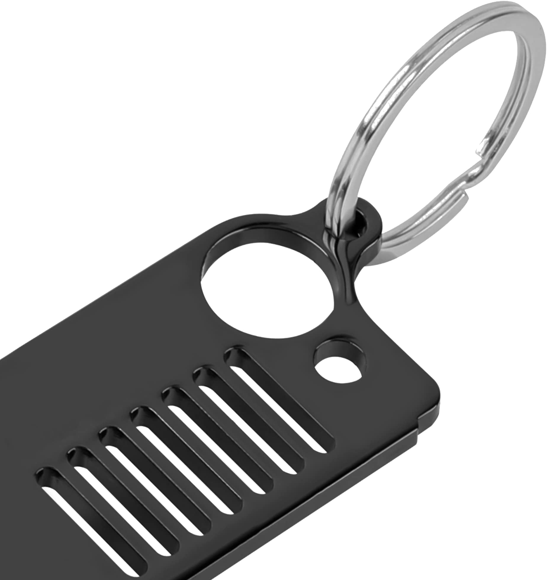VOFONO Grill Metal KeyChain 304 Stainless Steel Material Keychain Great Gift for Car Accessories Enthusiasts Front 7-Grill Design Never Rust, Bend or Break -Black