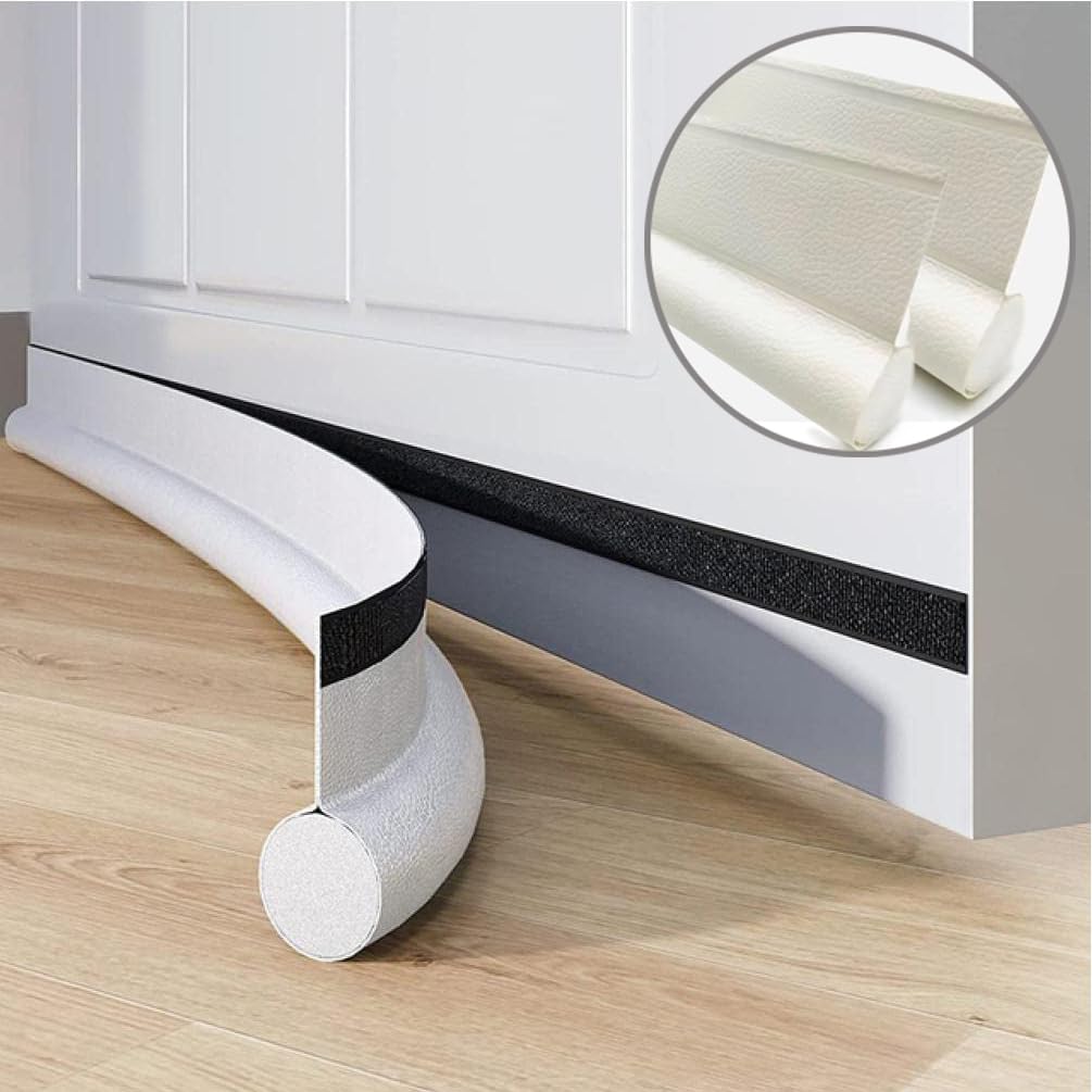 2 Pack Under Door Draft Stopper 37 inches Adjustable Insulator Door Seal Sound Proof Draft Blocker for Noise Light Smell