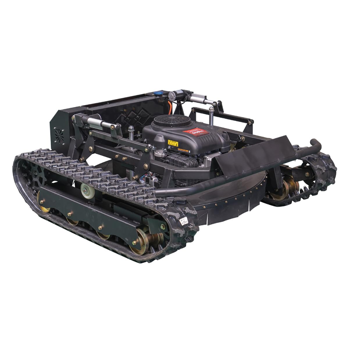 Lawn Mower, Remote Control Lawn Mower, Small Crawler Oil-Electric Hybrid Four-Wheel Drive Lawn Mowing and Weed Whacker, All Terrain Grass Cutter Yard