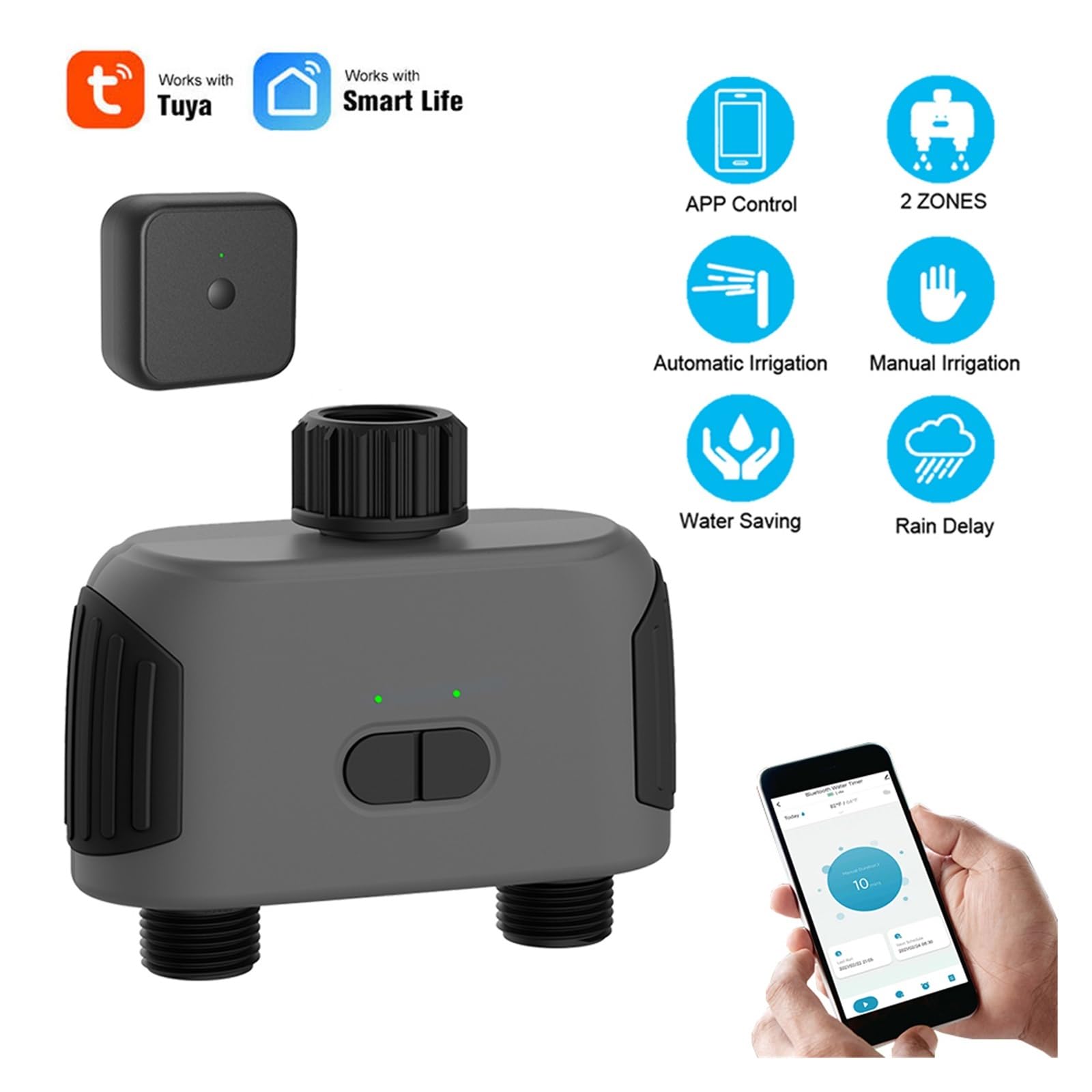 WIFI Podlewanie Ogrodu Timery 2 Wylot Inteligentny Zraszacz Kontroler Nawadniania Kropelkowego Zawór Wody Opóźnienie Deszczu Programowalne Kontrolery OszczęDność Wody(2PCS Timers-HUB)