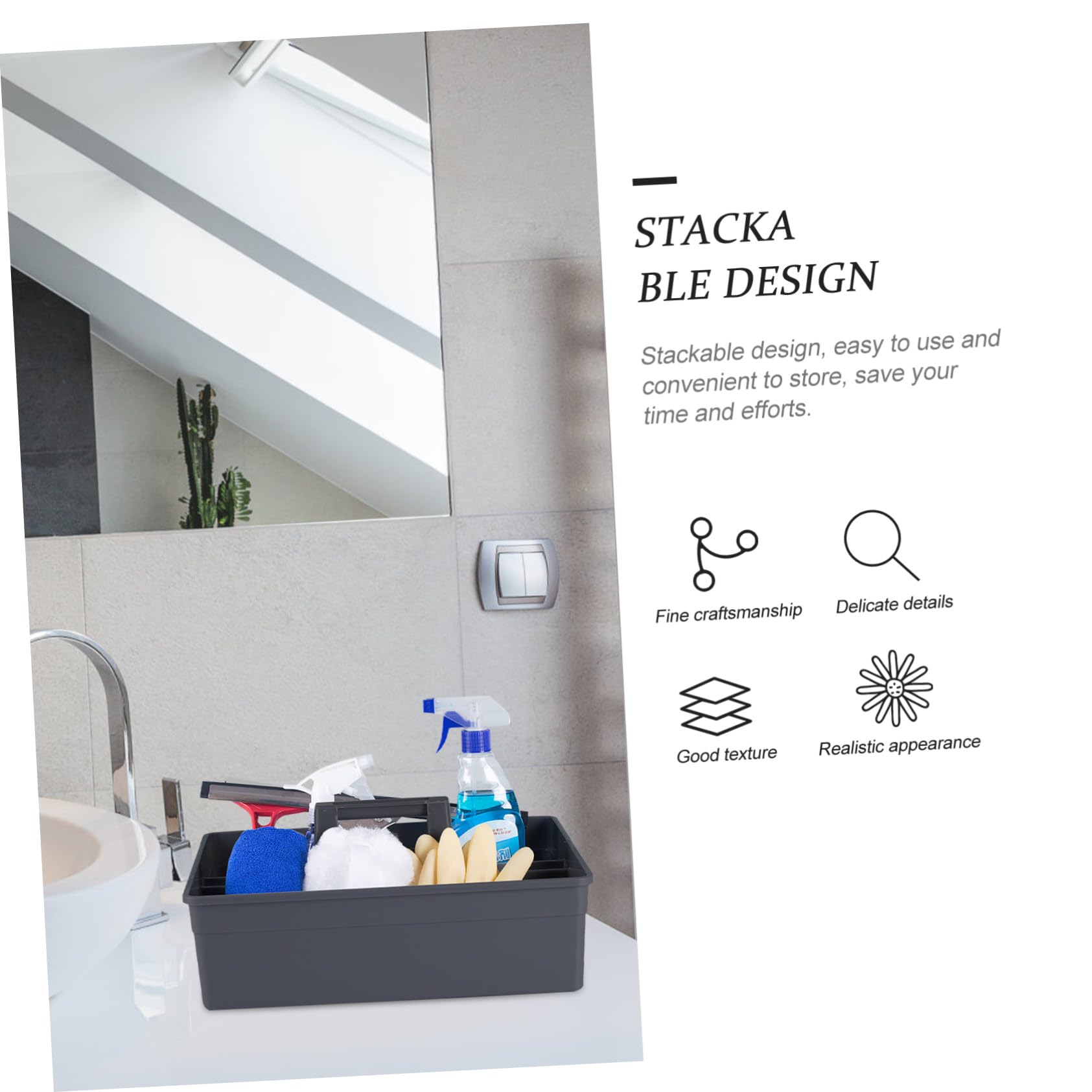 Gatuida Cesta de Limpieza Portátil con Asa y Diseño Apilable de Plástico Resistente para Almacenamiento Hogar y Lavado de Ventanas Varios estilos
