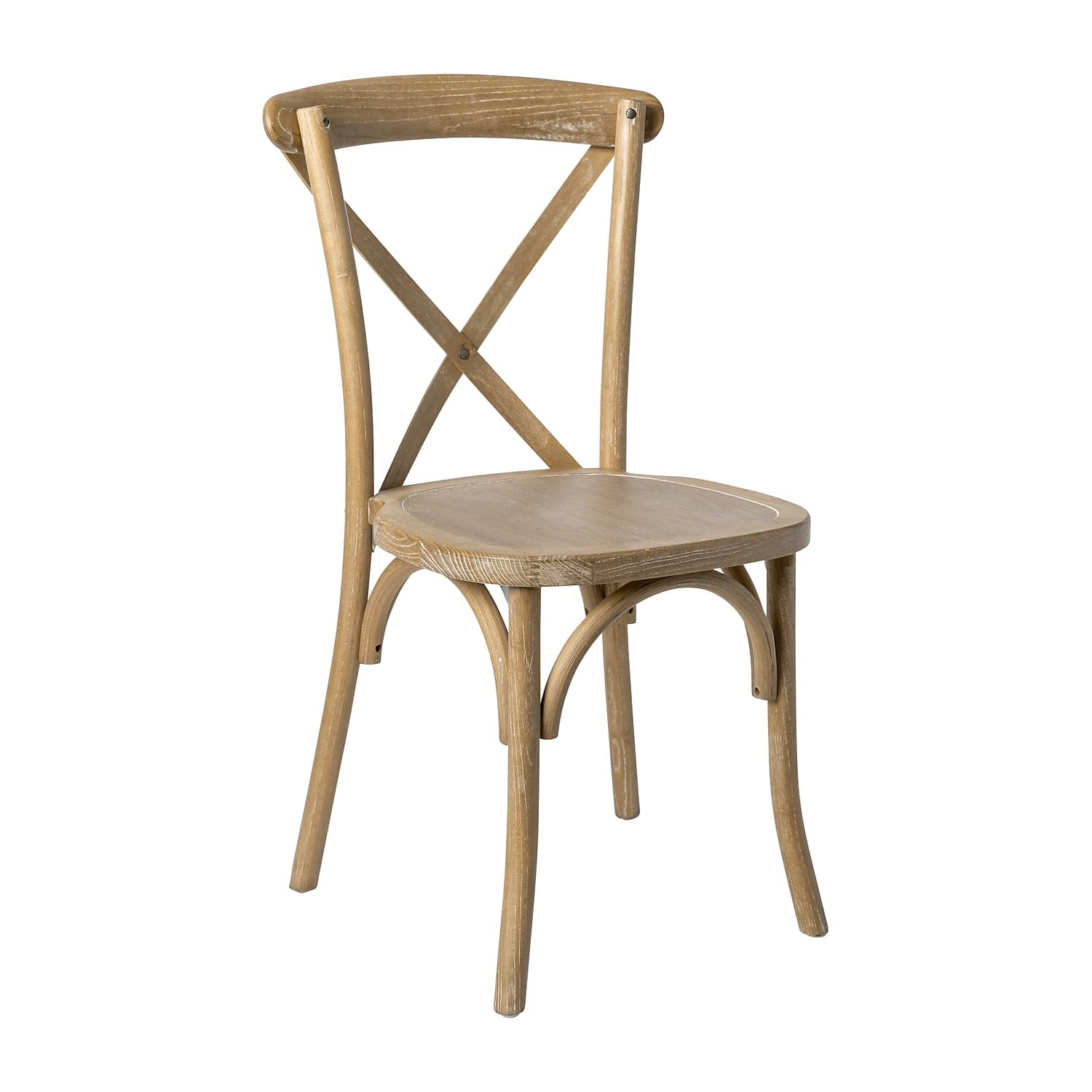 (2 chair) Flash Furniture Advantage Medium Natural With White Grain X-Back Chair