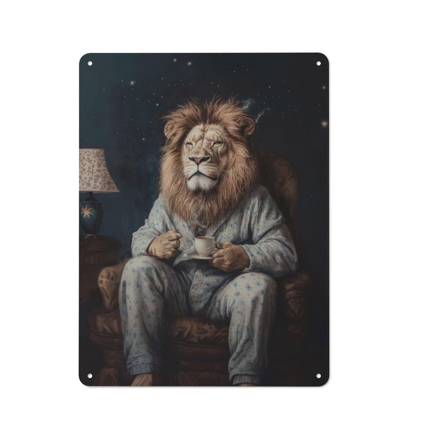 Junmoney Lion In Pajamas Shed Metal Sign With Design 40X30cm, Outdoor Room Shed Wall Decor For Shed, Garden Room, Porch Or Garage