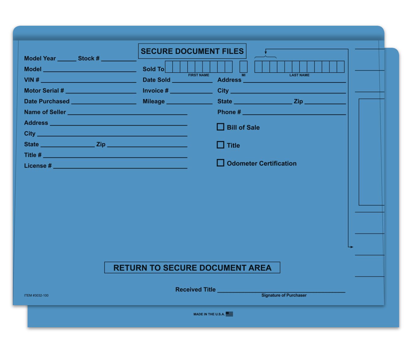 File Right Color Code Deal Jackets for Auto Dealers – Vehicle Deal Jackets with Pre-Printed Sale Info, 10-Point Stock, Top-Opening Car Sale Document