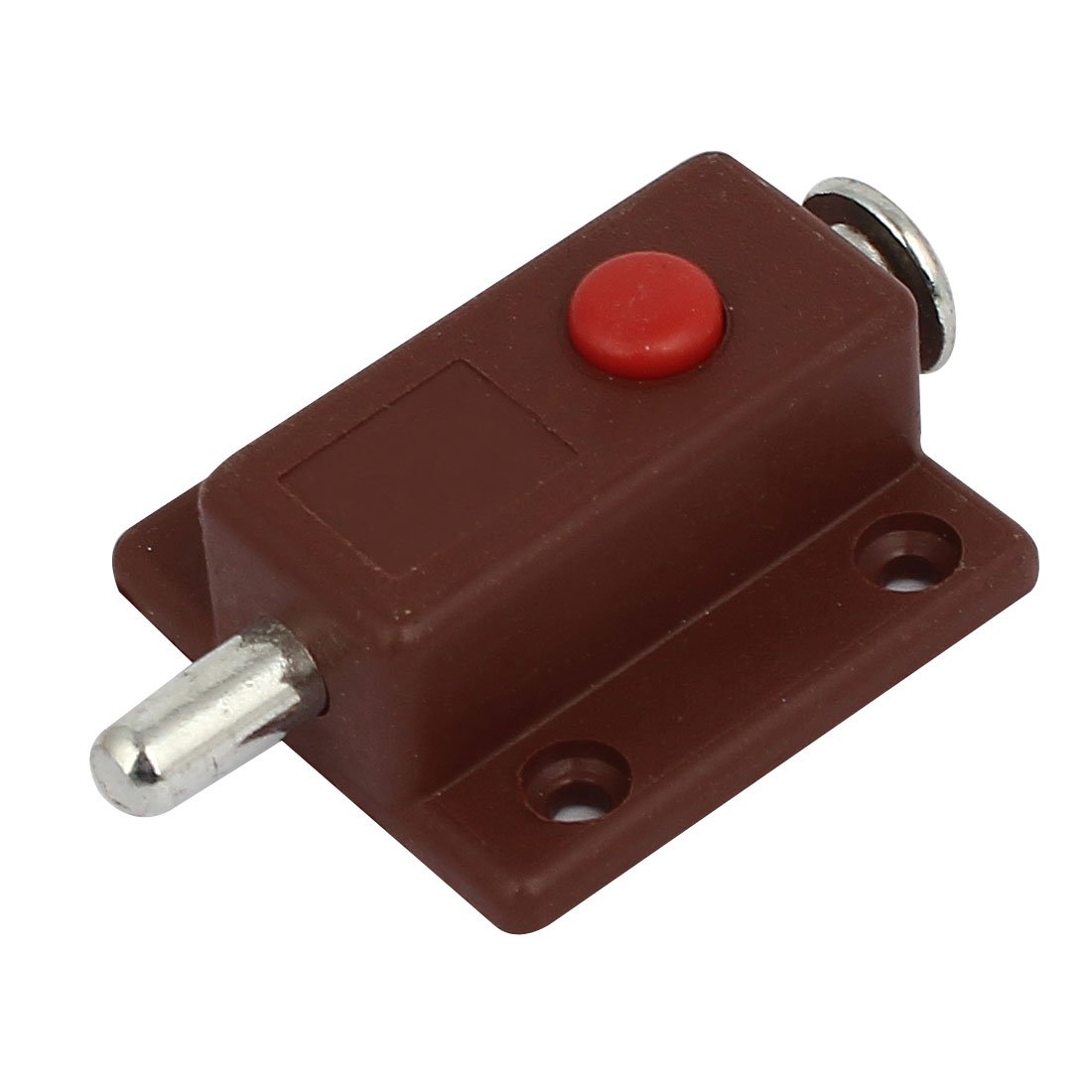 Sourcingmap Closet Plastic Shell Button Control Automatic Barrel Bolt Latch Lock Brown