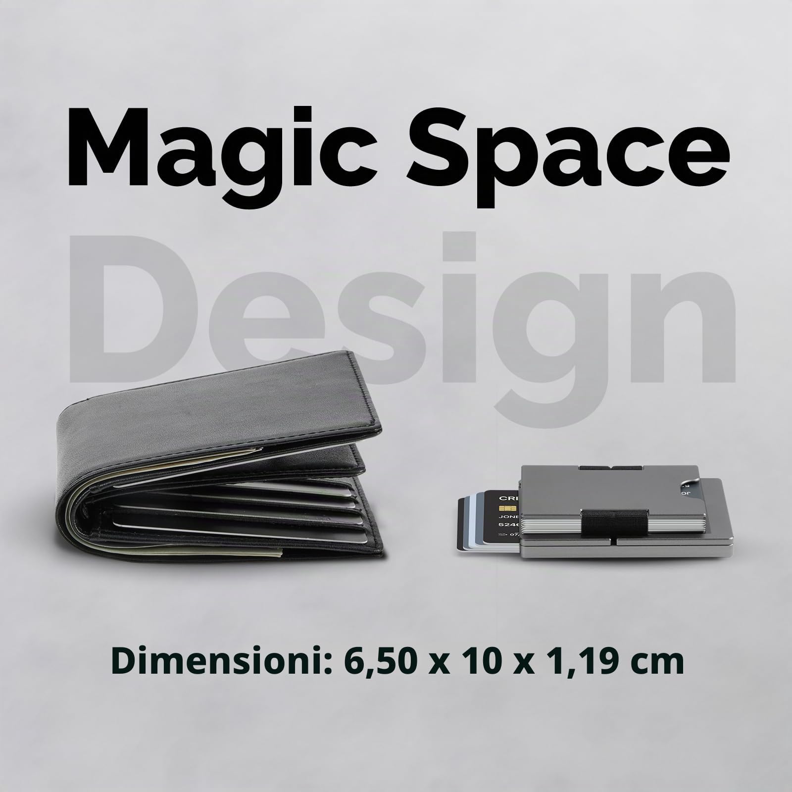 Fermasoldi in Metallo Uomo per 10-20 Carte e 20 Banconote, Porta Carte di Credito Pop-up con Blocco RFID, Grigio