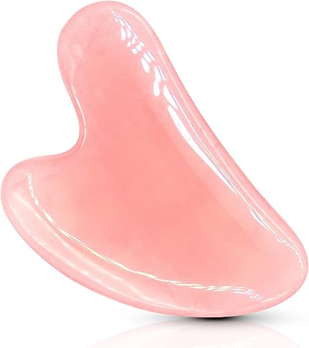 Miniatura 1 de COOESS Guasha - Herramienta de masaje Gua Sha para cara herramienta de masaje natural de cuarzo rosa auténtica piedra de jade Gua-sha herramienta