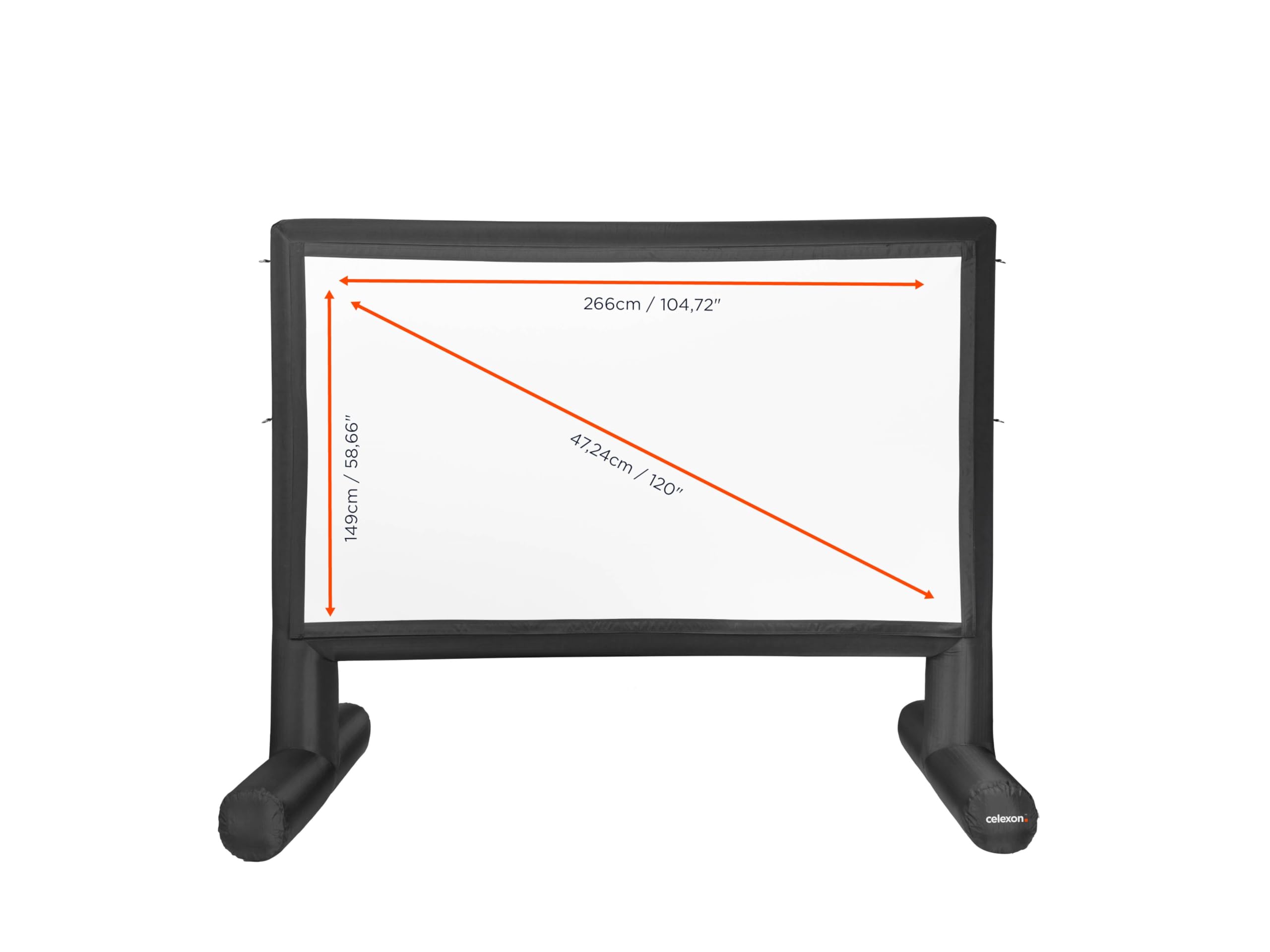 celexon écran extérieur Gonflable Professional INF 140" | 310x174cm 16:9 | Pour public viewing et projections 4K ou 8K au jardin, avec pompe électrique et sac de transport