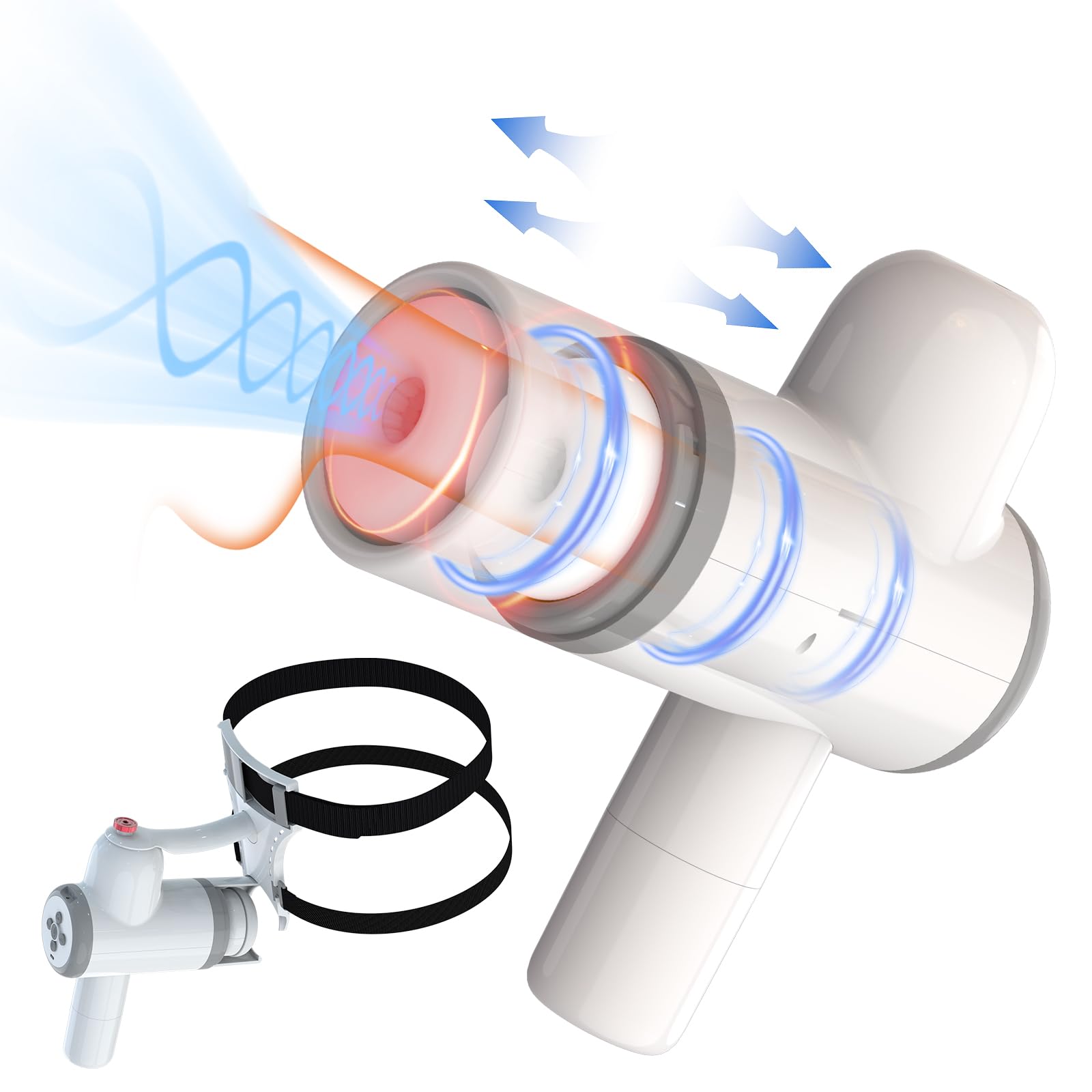 Masturbatore Automatico con Lubrificazione per Uomo, con Cintura da Fianchi, Dispositivo Elettrico con Climax a un Solo Pulsante, 8 Modalità di Spinta e Aspirazione, Giocattolo Intimo per Uso Maschile