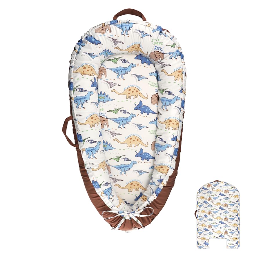 Image of DAYEEBALL Baby Lounger Replaceable Cover, 100% Cotton Newborn Nest Backup Cover for Ultimate Comfort, Soft & Breathable Quality Spare Cover, Dinosaurs (Cover Only)