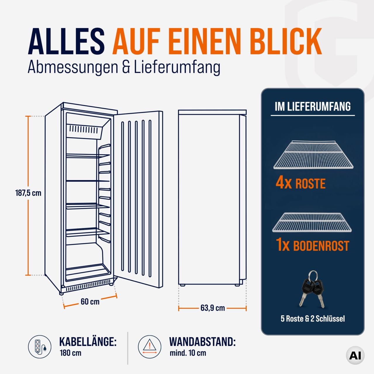 GastroHero Lagerkühlschrank 336 L, 5 Böden, Weiß LKSE400