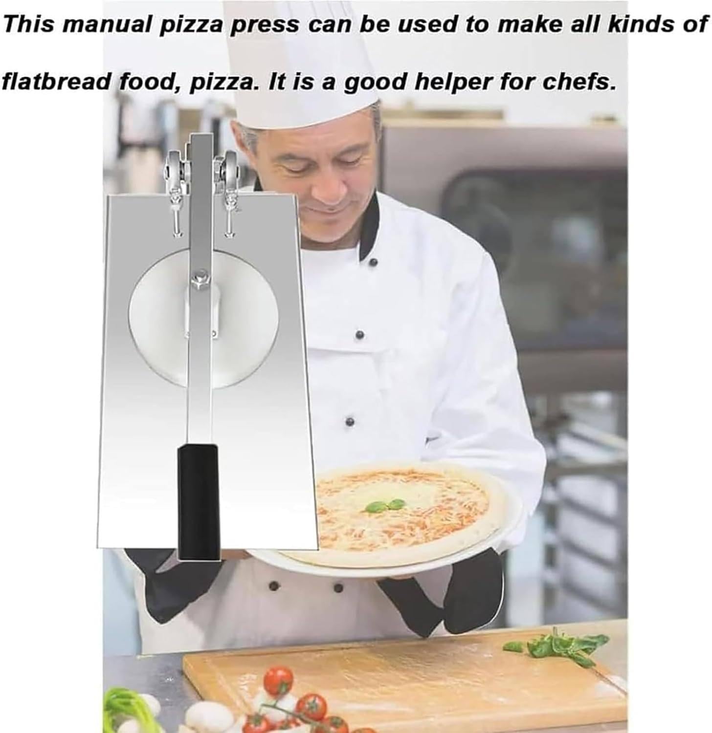 Pizzaiolo per Uso Domestico, Pressa per Pizza in Acciaio Inossidabile, Pressa Manuale per Impasto per Pizza, Sfogliatrice Commerciale, Macchina per La Formatura di Pizza 22cm
