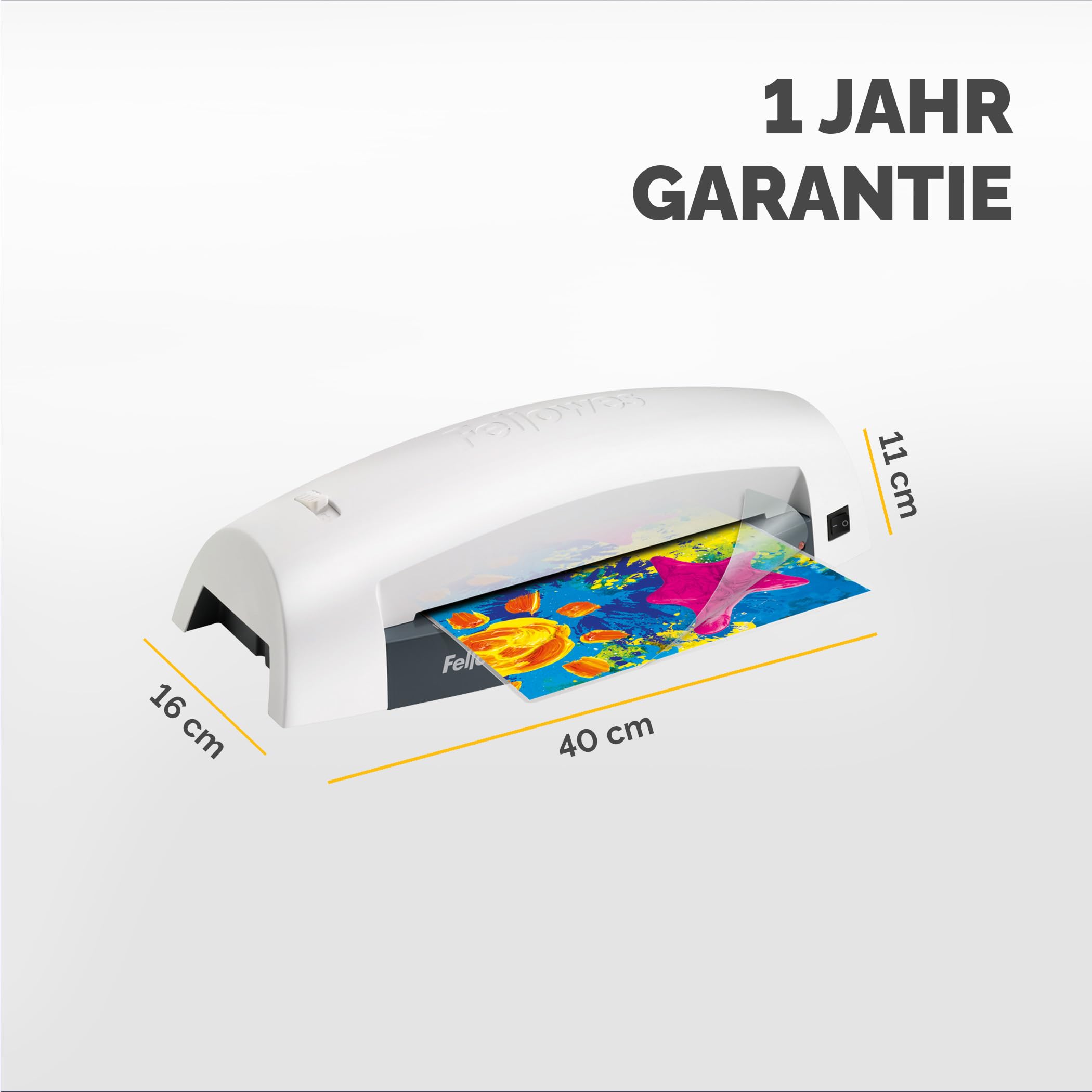 Fellowes A4 Laminiergerät Lunar, für Einsteiger, laminiert 80 bis 125 Mikron Laminierfolien bis A4 Format, für Zuhause