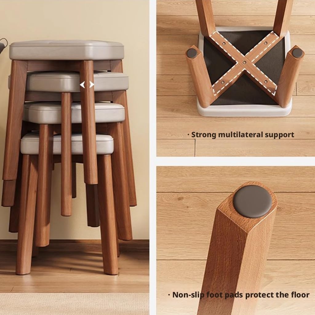 Sgabelli da pranzo in legno senza schienale, impilabili, design portatile, per uso domestico e scolastico