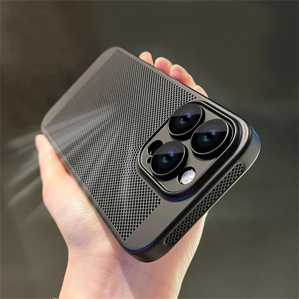 Dl3 Mobilak Case For iPhone 11 6.1-Inch Heat Dissipation Case with Built-in Camera Lens Protector Slim Fit Breathable Cooling Anti-Fingerprint Hard PC Back Shockproof Cover - Black