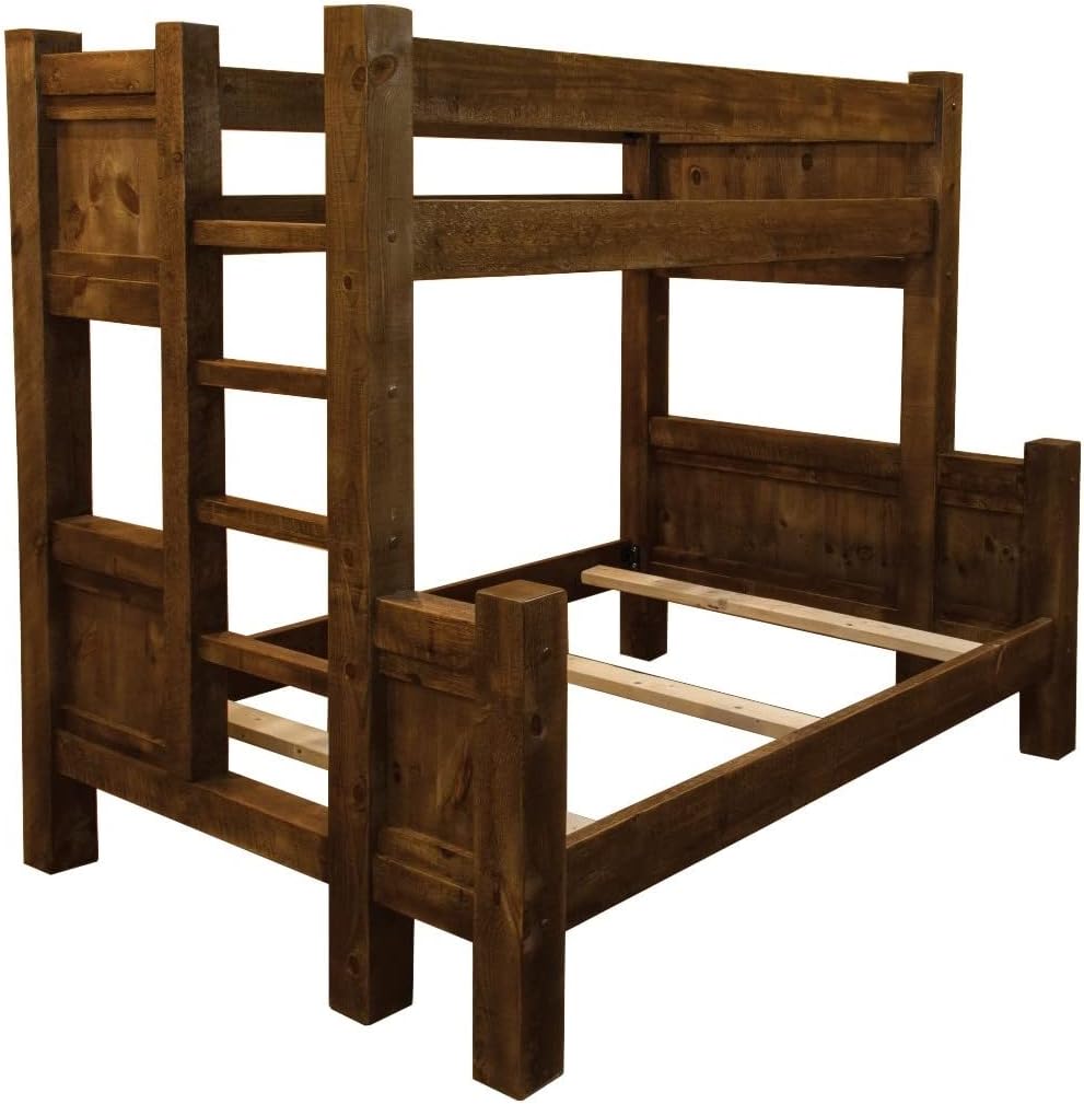 Furniture Barn USA Farmhouse Timber Peg Twin Over Twin Bunk Bed, Early American