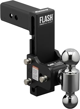 FASTWAY Flash Force Adjustable Steel Ball Mount, Dual Hitch Balls, Quick Height Adjustment, Stowable, for 2" and 2-1/2" Receiver, Heavy Duty 67-00-7675, 7/1/2" Drop, 7-1/2" Rise, 2-1/2" Receiver