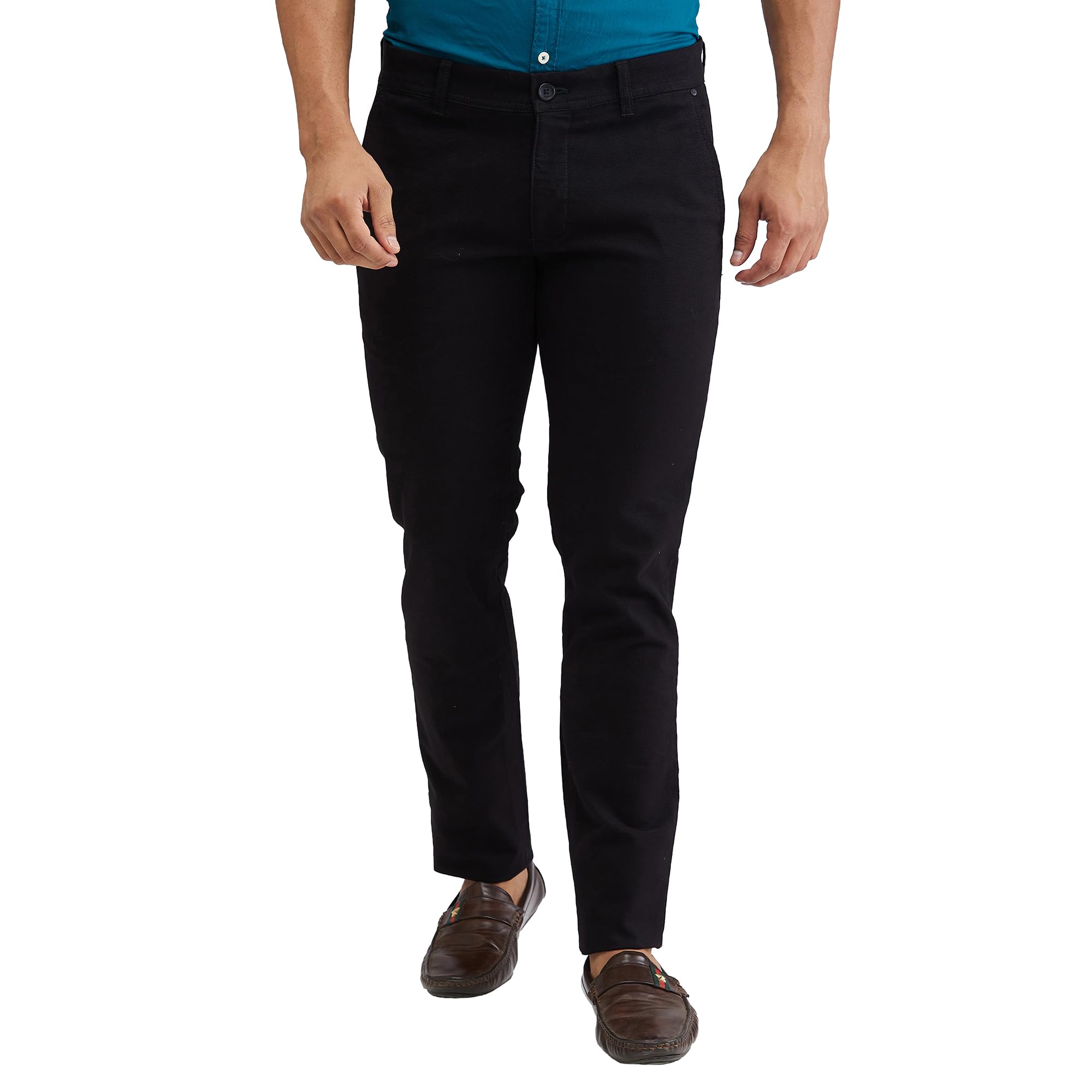 parx Men Low Rise Tapered Fit Solid Pattern Cotton Blend Flat Front Casual Trouser-picture-24