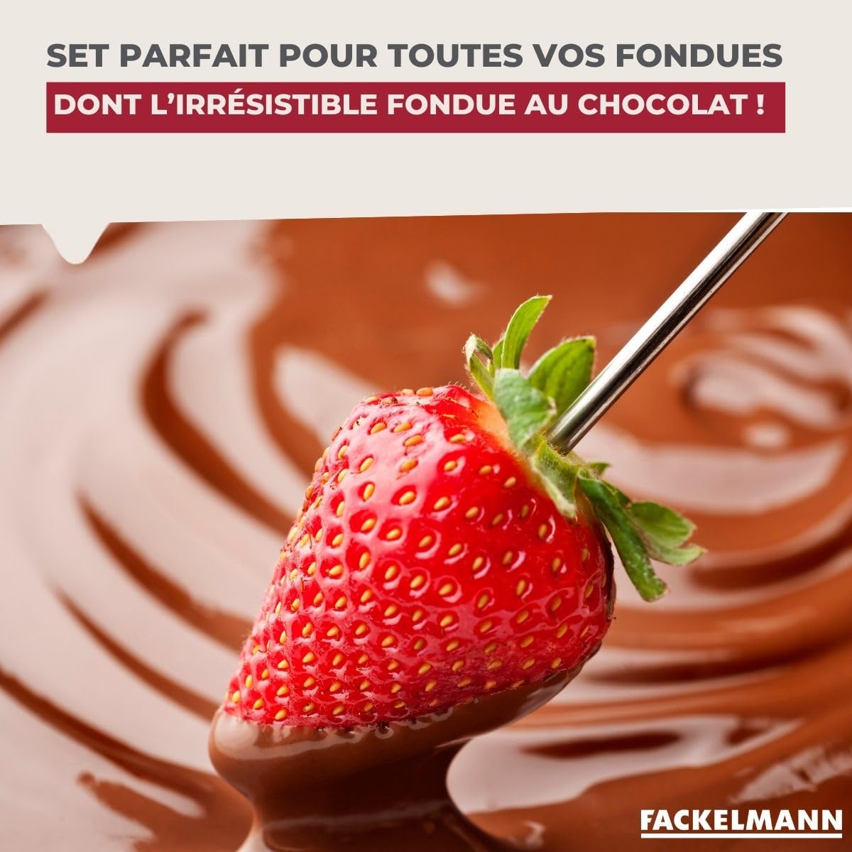 Fackelmann 687915 Set à Fondue au Fromage 2 Personnes Fonte émaillée Appareil, Bois,Acier Inoxydable, Noir,Blanc,Rouge