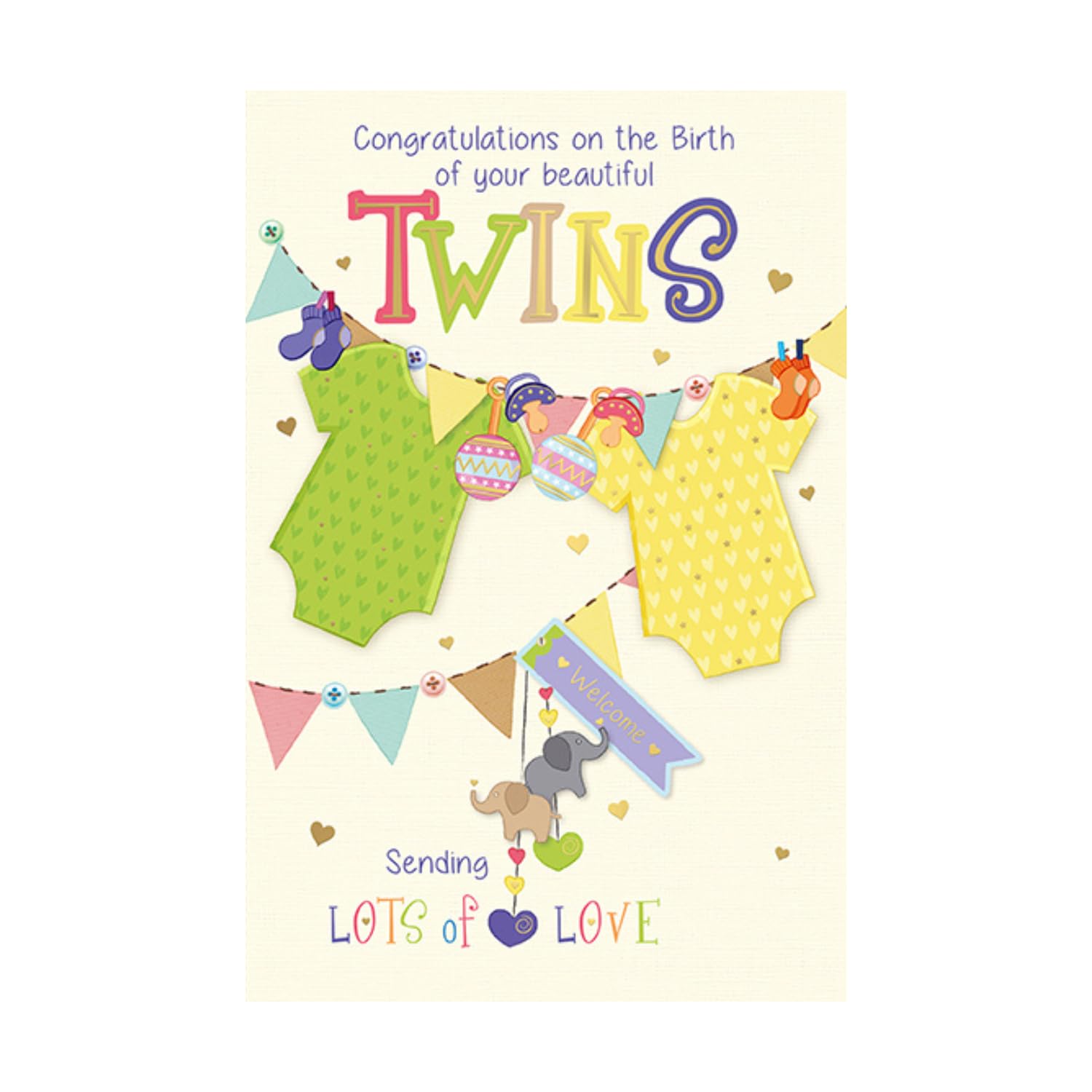 Congratulations on the Birth of your Twins Card - Unisex, Made in the UK