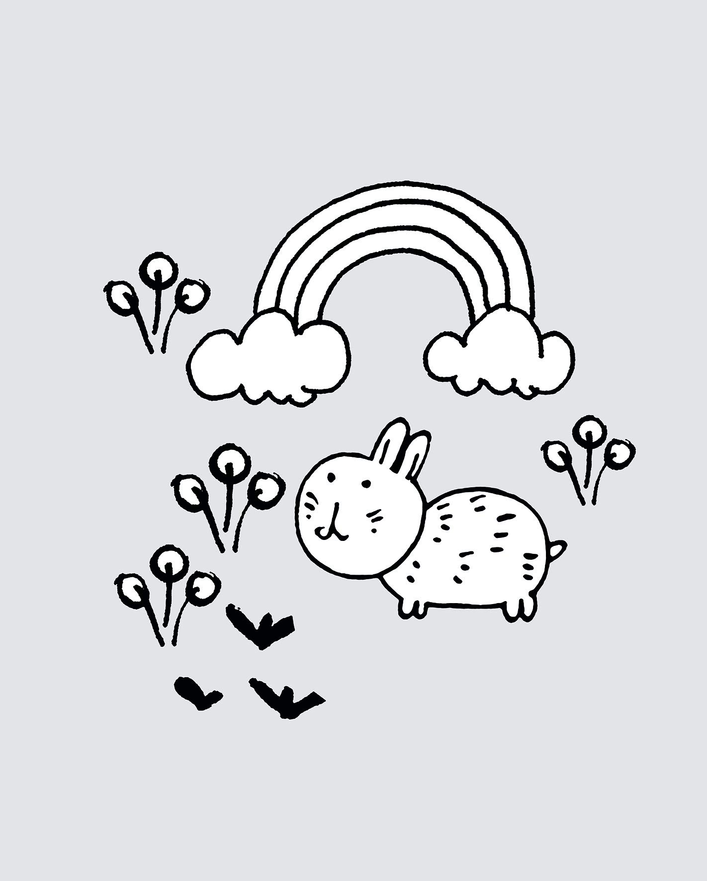 Komar Scribble Bunny Wall Picture | Poster, Picture, Living Room, Bedroom Decoration, Art Print | Without Frame | P104F-40x50 | Size: 40 x 50 cm (width x height)
