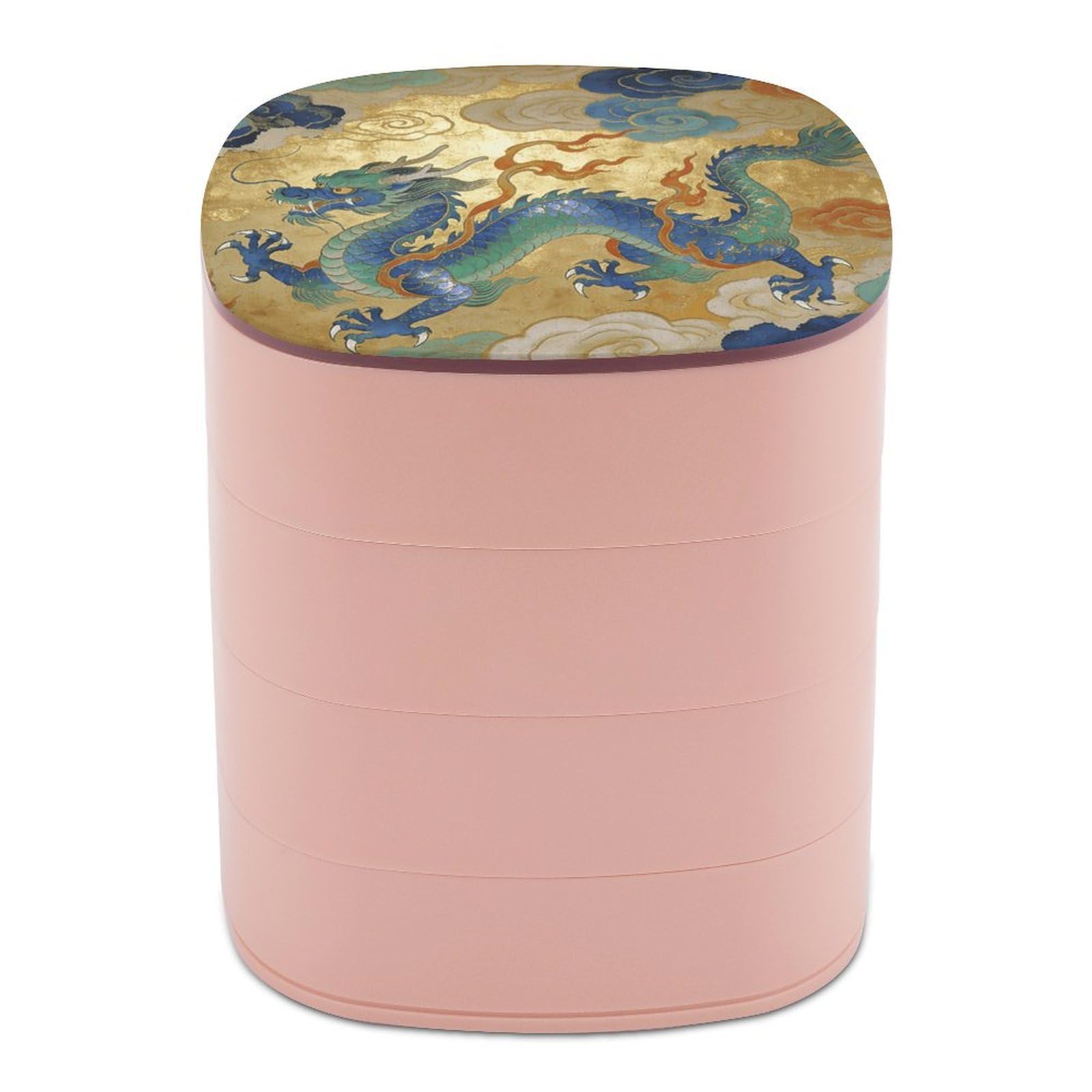VstaDank Soaring Dragon in Auspicious Clouds Jewelry Box 360° Rotatable Jewelry Organizer 4 Layers Jewelry Case with Lid Fashion Portable Earring Holder for Bracelets Rings Bracelets Vanity
