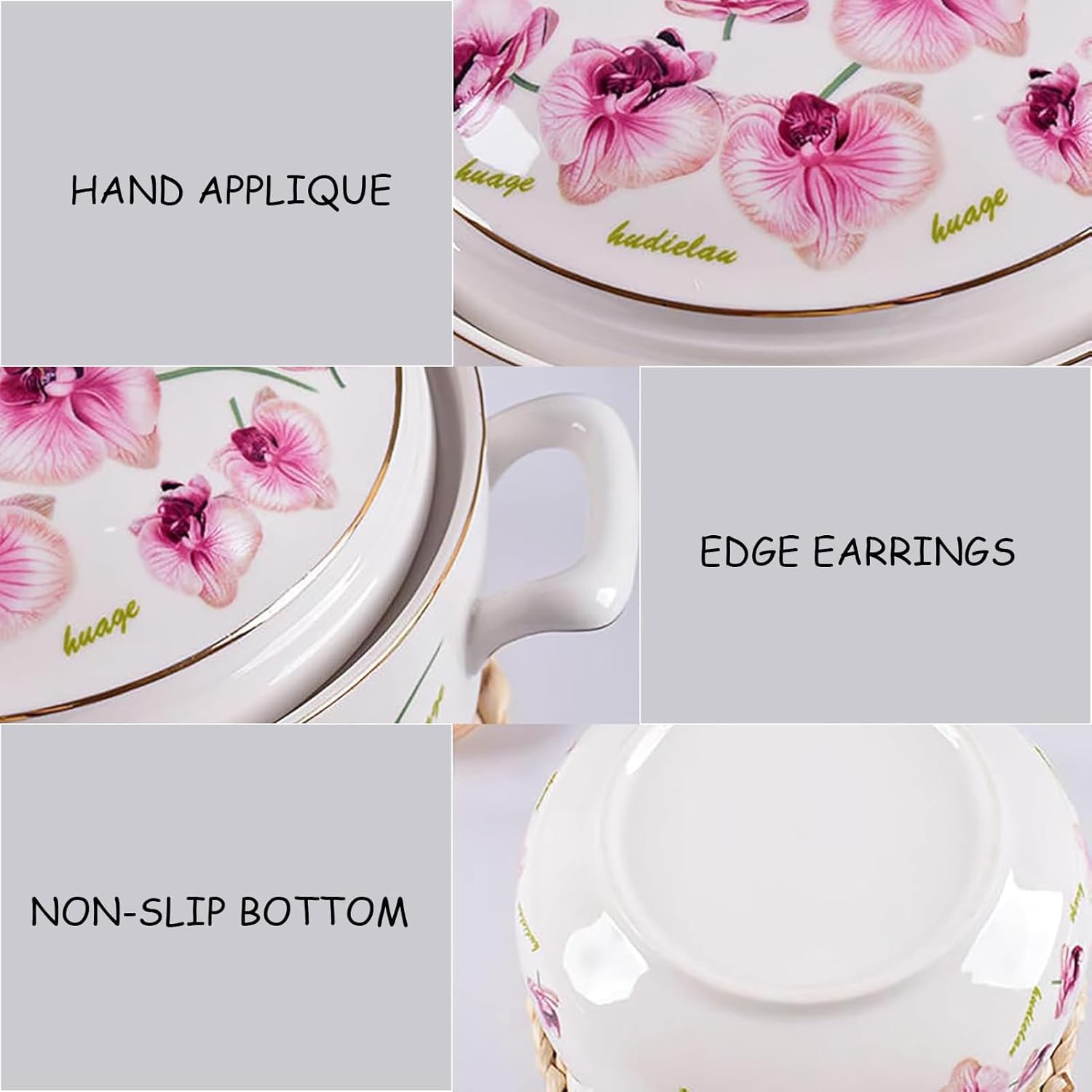 Ceramiczna miska do zupy z pokrywką, okrągła porcelanowa miska do domu i restauracji, nadaje się do mycia w zmywarce i piekarnika, idealna do serwowania i dekoracji, pojemność 2 l