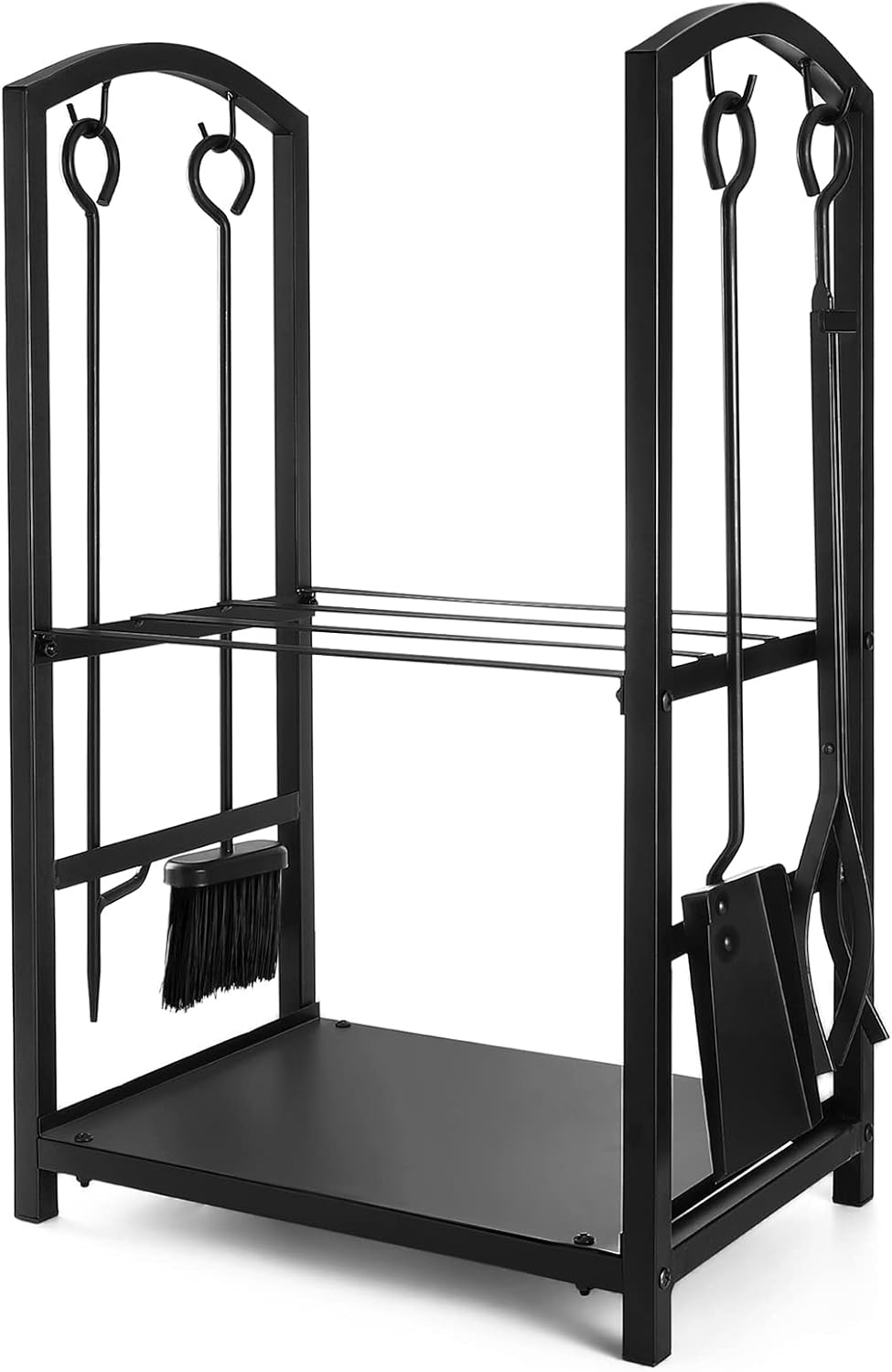 SYNTRIFIC Fireplace Log Rack with 4 Fireplace Tools