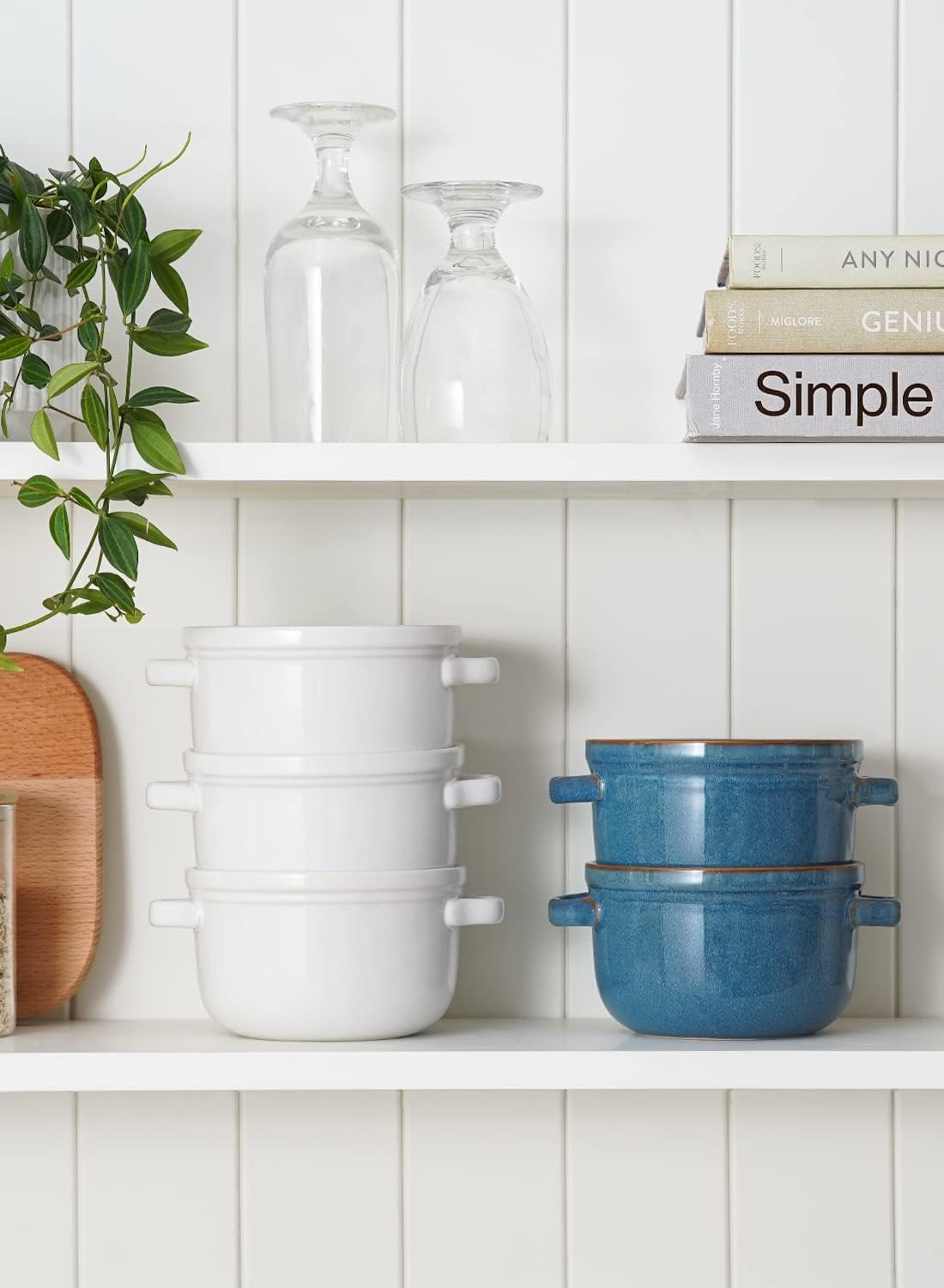 LE TAUCI Soup Bowls With Handles 28 oz, French Onion Soup Bowl for Chili, Beef Stew, Cereal, Ceramic Soup Crocks oven Safe, Microwave Dishwasher Safe - 5.5 inch, Set of 4, White