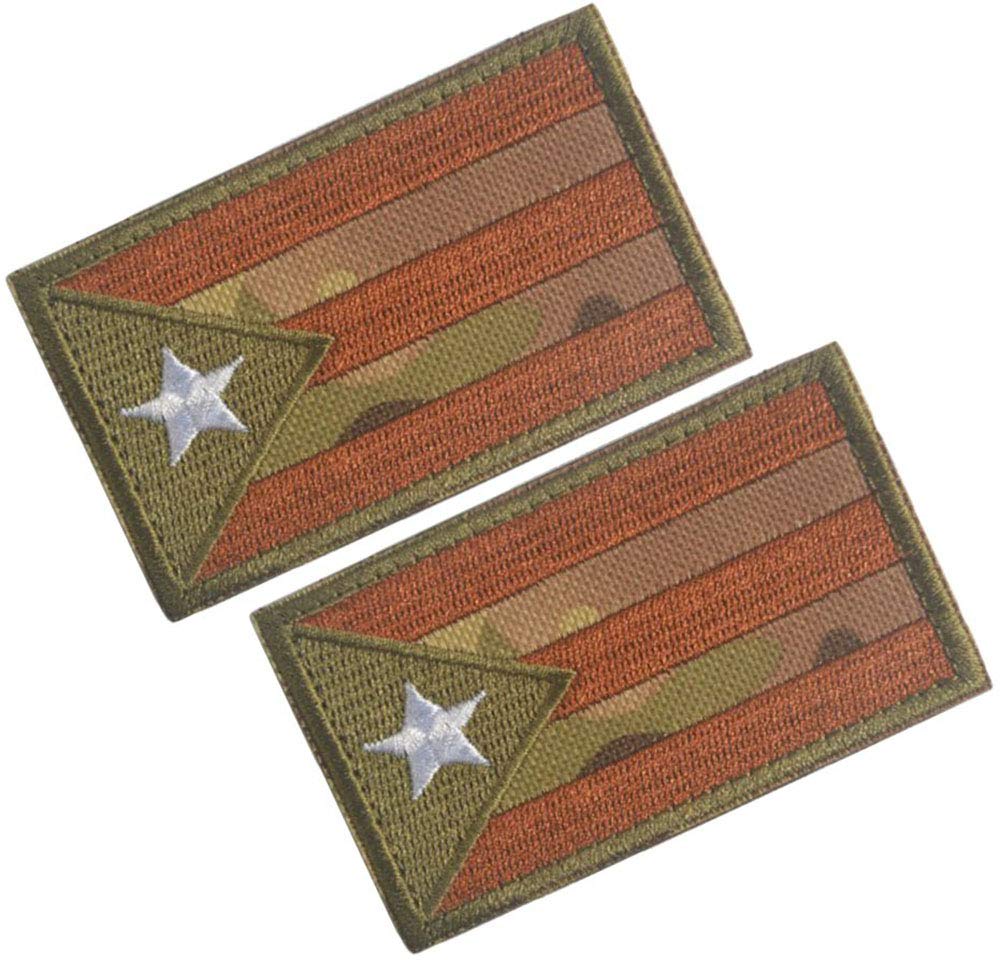 HFDA 2 Piece Different Country Flags Patch - Tactical Combat Military Hook and Loop Badge Embroidered Morale Patch (Puerto Rico 2)