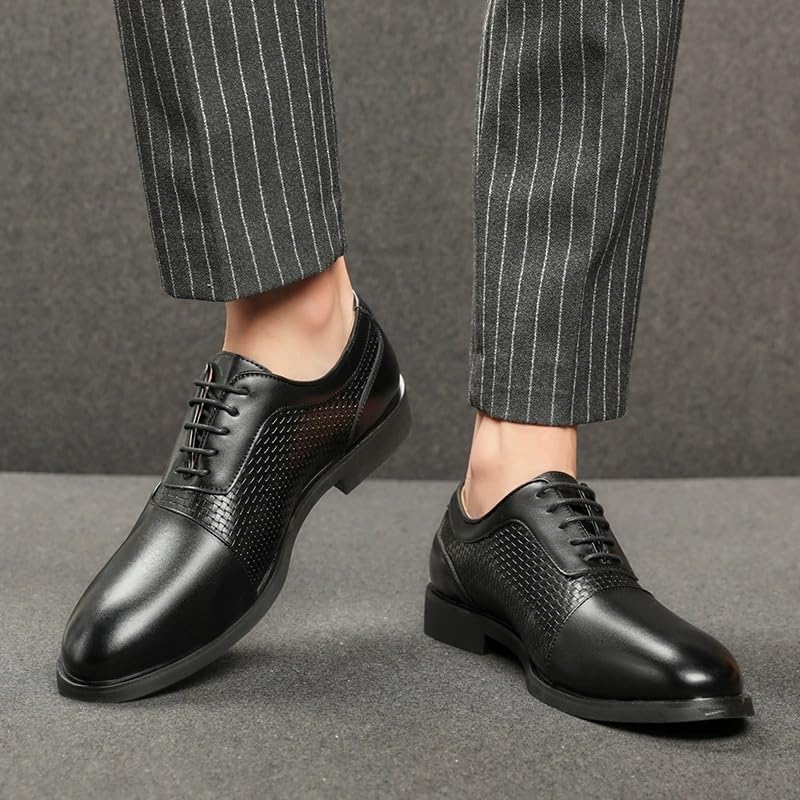 Mens Lace Up Business Formal Leather Shoes Classic Oxford Casual Dress Footwear Comfortable British Style2