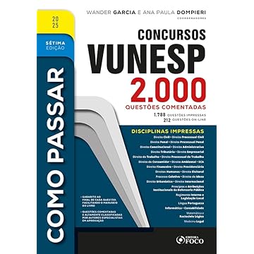 Capa do livro Como Passar em Concursos Vunesp - 2.000 Questões Comentadas - 7ª Ed -2025