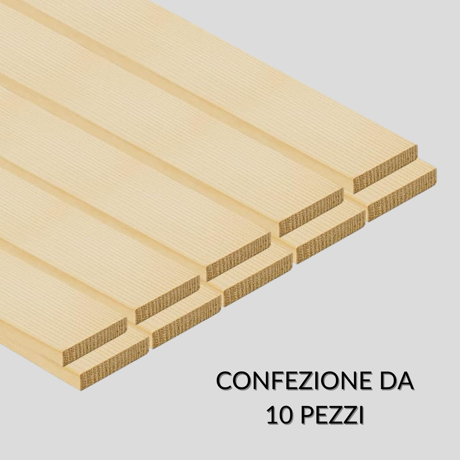 TWE Listelli Legno Massello Abete x 2 Metri su Quattro Lati con Smusso su Spigoli Made in Italy Confezione da 10 pz (10x50x2000) mm