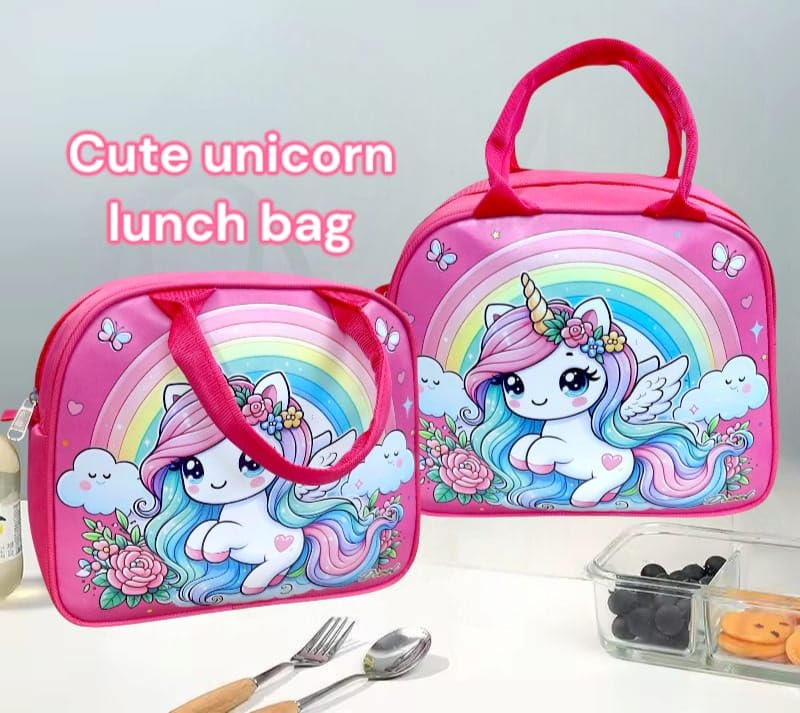 Image of TERA 13 Lunch Bags Insulated Lunch Tiffin Carry Bag (1 pcs) Unicorn Large Size Hot Cold B-ag for Office Travel School Picnic for Girls, Boys, Men & Women, Cartoon Gift Storage Zipper Bag for Girls