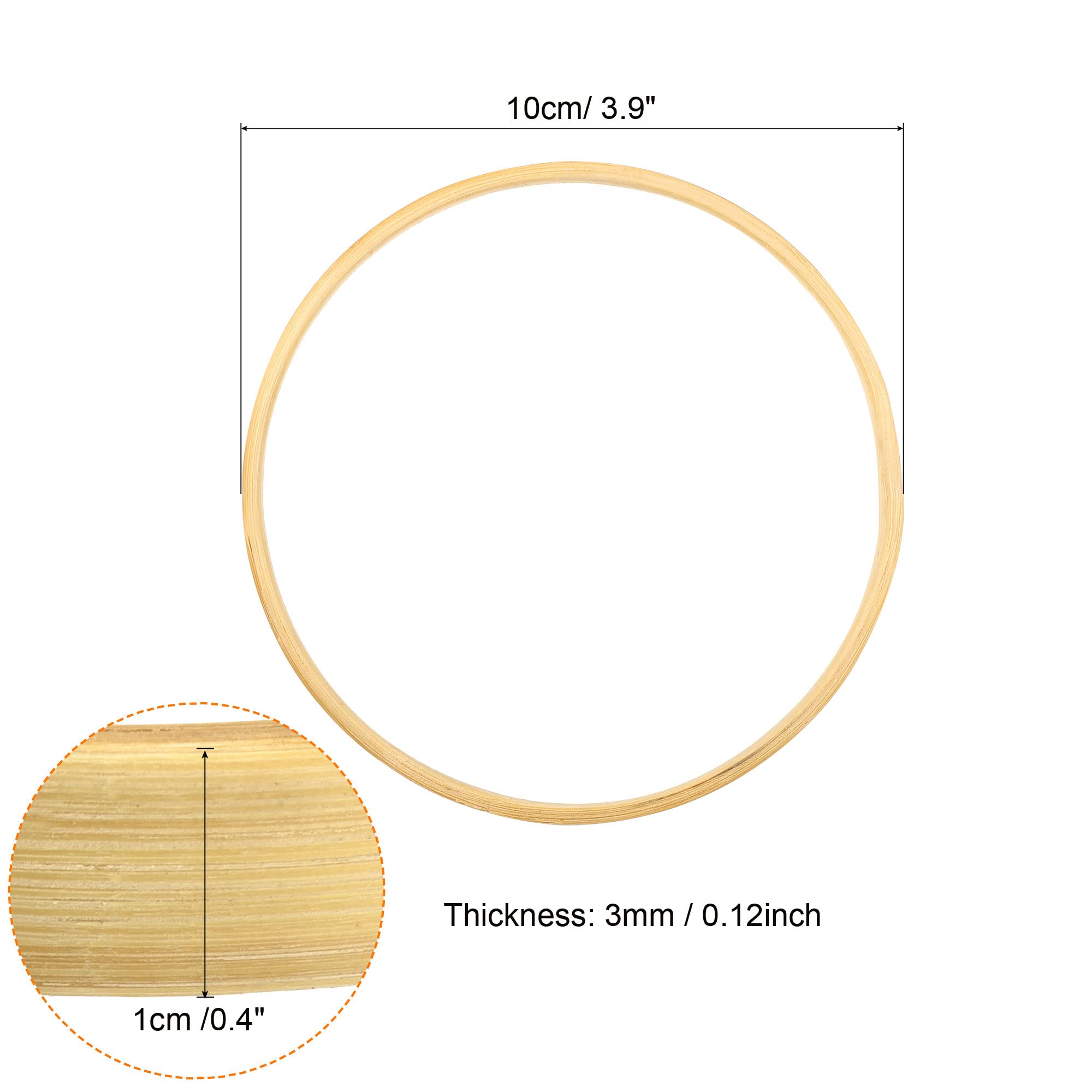 PATIKIL 3.9 Inch Wooden Bamboo Floral Hoop, 6Pack Craft Rings for DIY Wedding Wreath Decor Dream Catcher and Hanging Crafts - Image 2