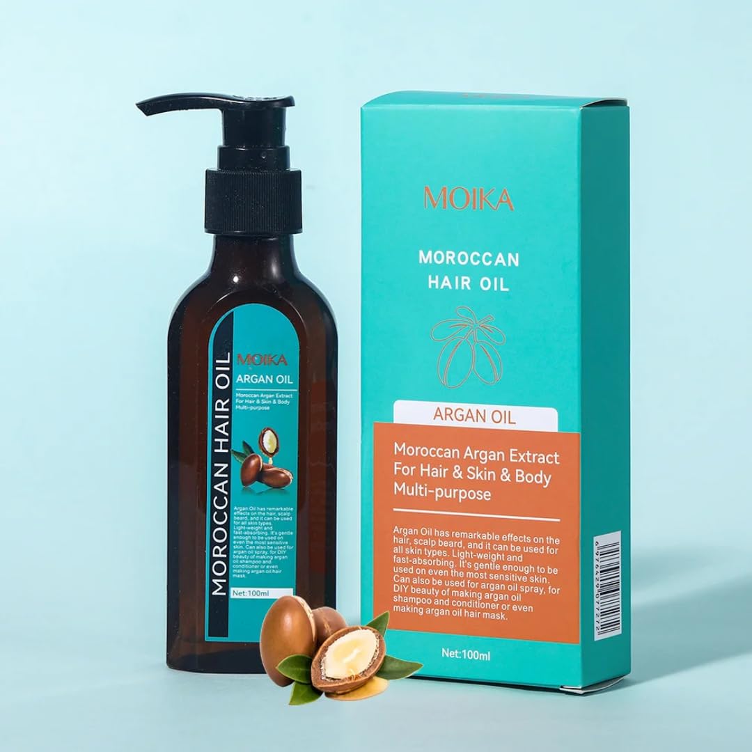 Moroccan Argan Hair Oil, Multi-Purpose for Hair Skin and Body, 100ml, Brown, 1 ml (Pack of 1)