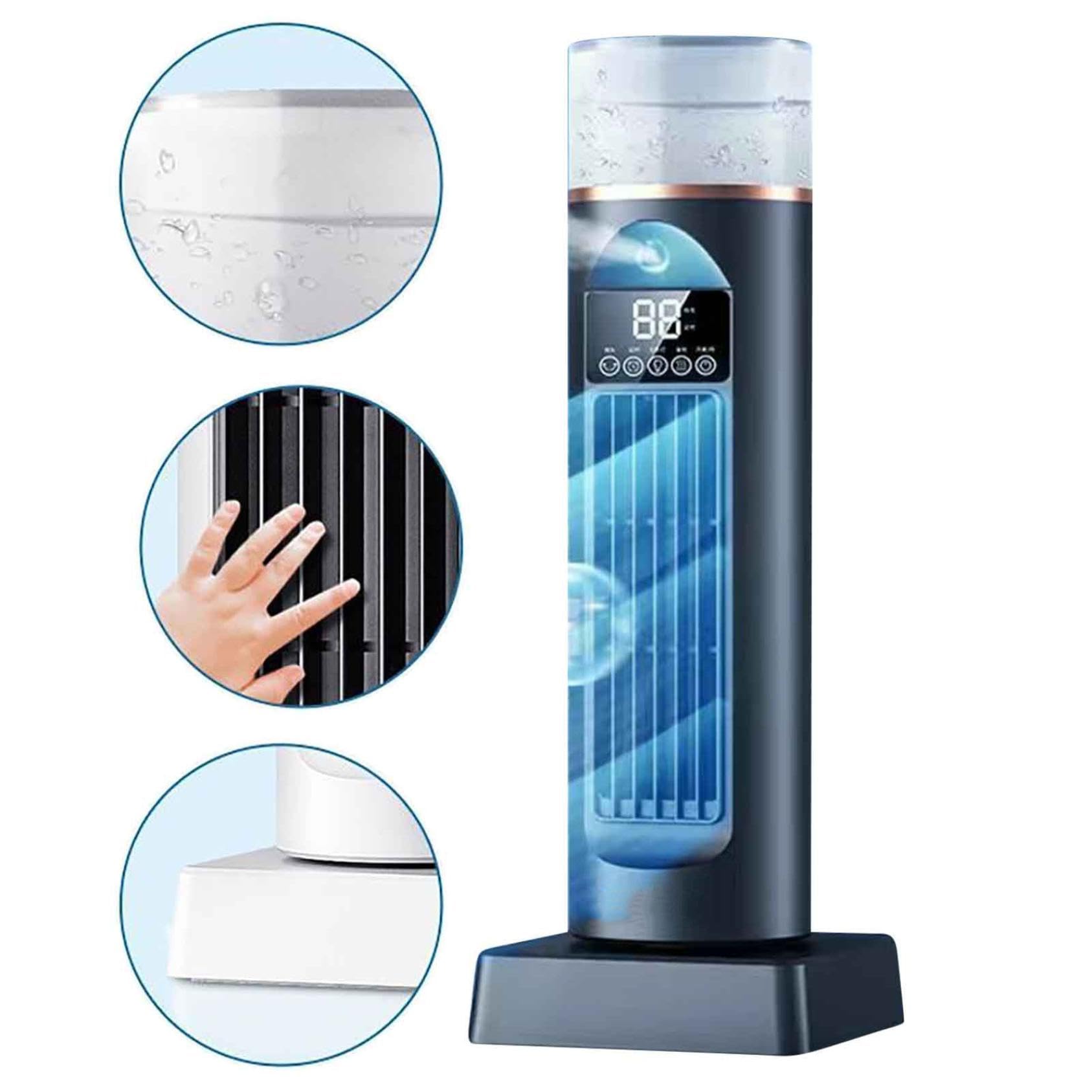 Raffreddatore d'aria silenzioso per camera da letto, raffreddamento a nebbia fredda, 6 velocità di ventilazione, oscillazione 120°, timer 6h, con telecomando e serbatoio dell'acqua, per camera da