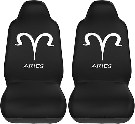 Aries Sign Car Seat Covers 2 Front Seats,Breathable Durable Seat Covers for Cars,Universal Fit for SUV,Vans,sedans, Trucks, Automotive Interior Covers,Black