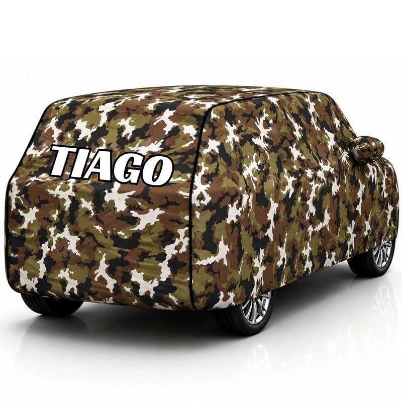 Image of Back-Boo Heavy Waterproof Tiago Car Cover | Polyester Car Body Covers for Rain & Sun | UV Protection, Dustproof, Scratch Resistant, Windproof, Heat Resistant, Custom Fit - (Jungle)