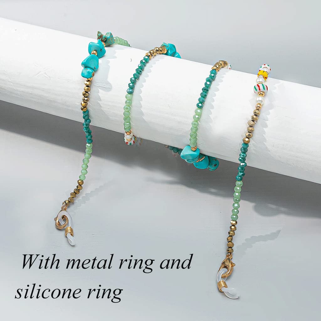 Cadena para gafas, cadena para gafas para mujer, hermosa cadena de 75 cm con anillo de silicona, cadenas de perlas con cuentas de perlas, soporte de cuerda para gafas de personalidad,