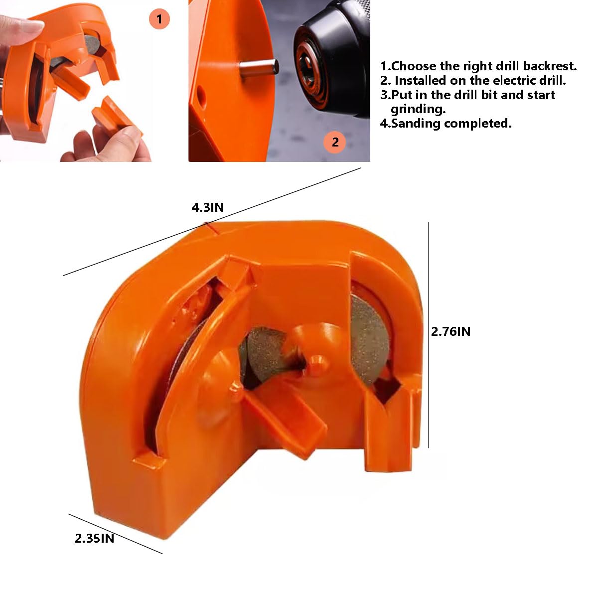 Affilatrice per punte da trapano, affilatrice multiuso per punte da trapano, affilatrice elettrica per punte da trapano, utensile per affilatura portatile ed efficiente per tutte le punte (arancione