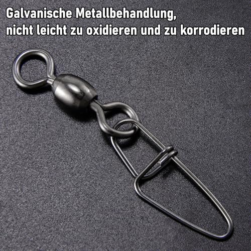 Alwonder Pack of 50 Carabiner Fishing Swivel Snaps Fishing + Barrel Swivels - Image 3