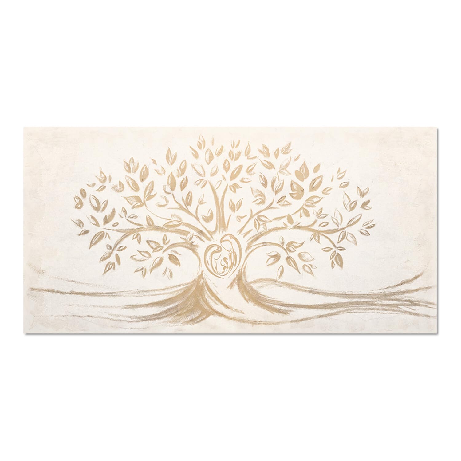 Giallobus - Quadro - 10 - Capezzale Moderno - Sacra Famiglia e Albero della Vita - Vintage - Vetro Acrilico - 100x50 - Pronto da Appendere - Quadri Moderni per la casa