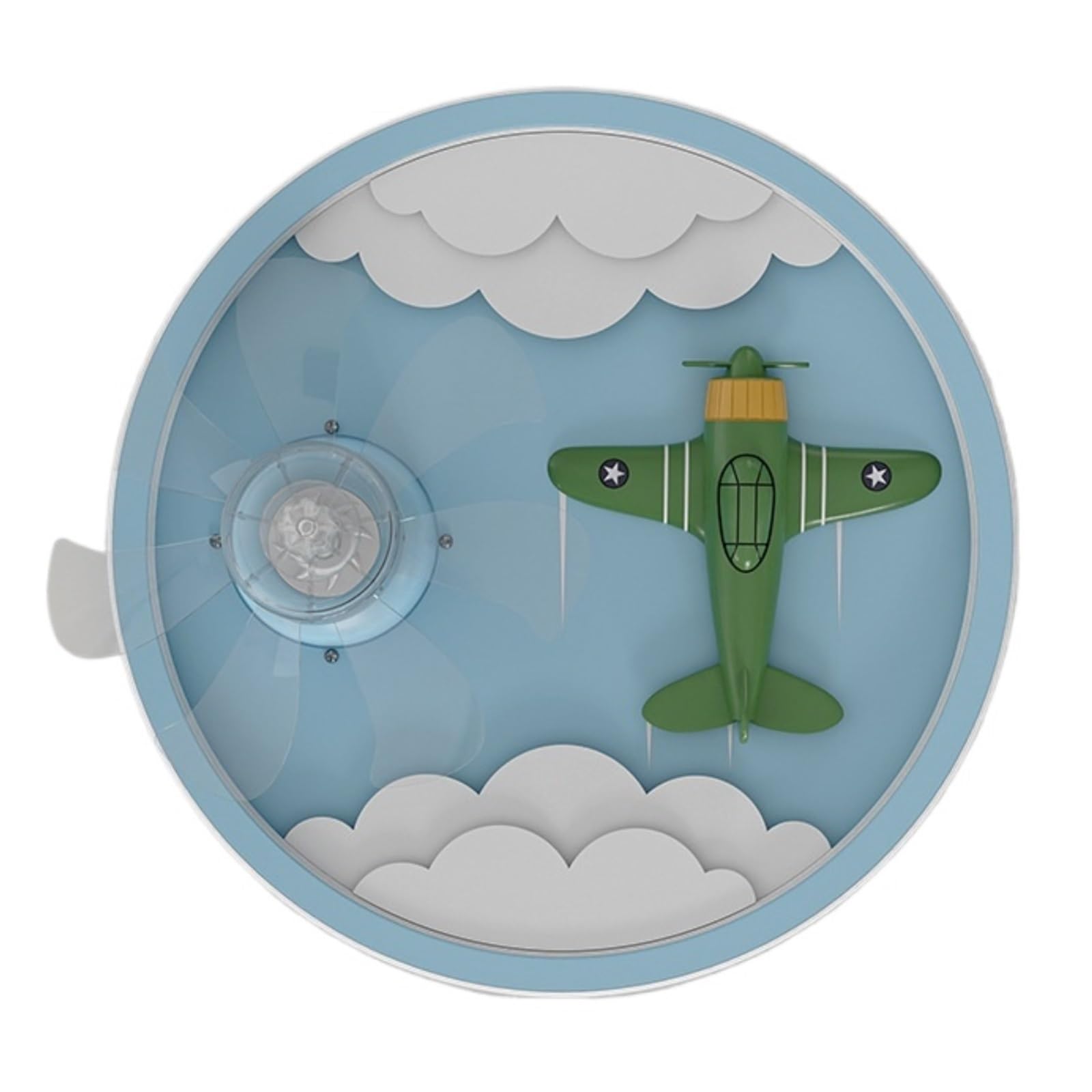 ERETYRET Full Spectrum Eye Protection Aircraft Fan Light Boys and Girls Children's Room Cartoon Electric Smart Voice Ceiling Quiet Cooling