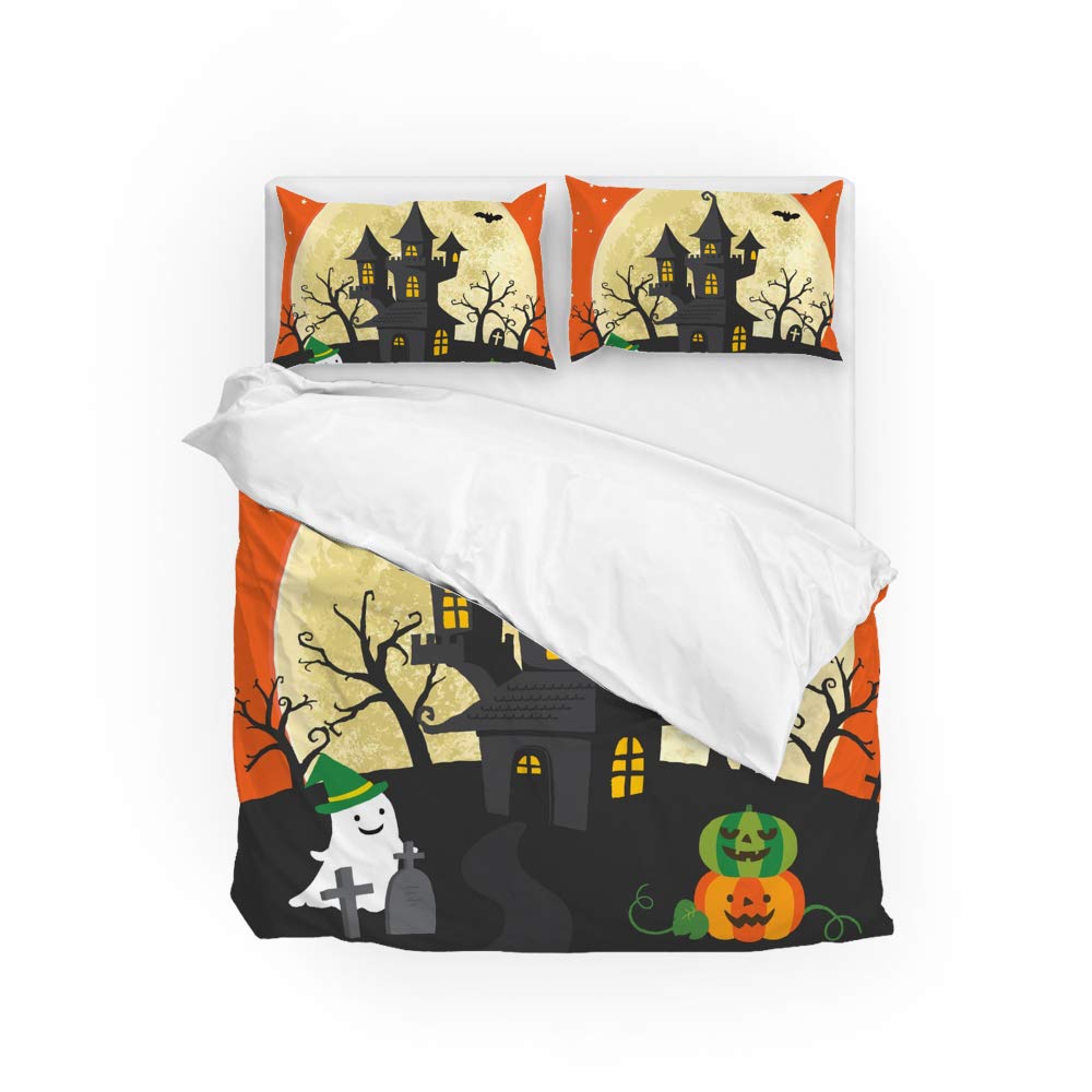 Parure de lit double anti-plis et ultra douce en polyester motif Halloween