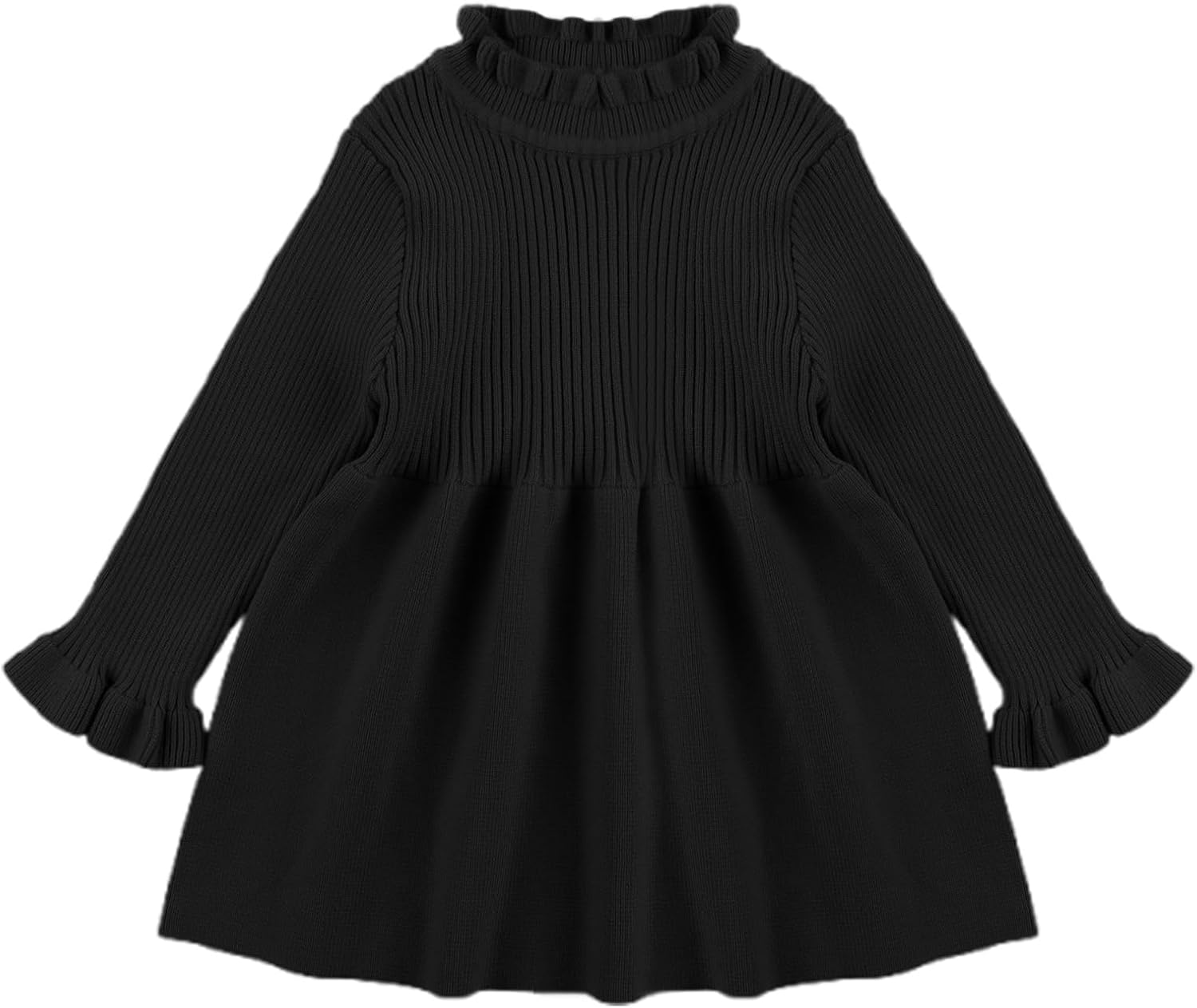 Baby Girls Sweater Dress Toddler Long Sleeve Knit Dresses Little Girl Ribbed Knit Ruffle Clothes Fall Winter - Image 4