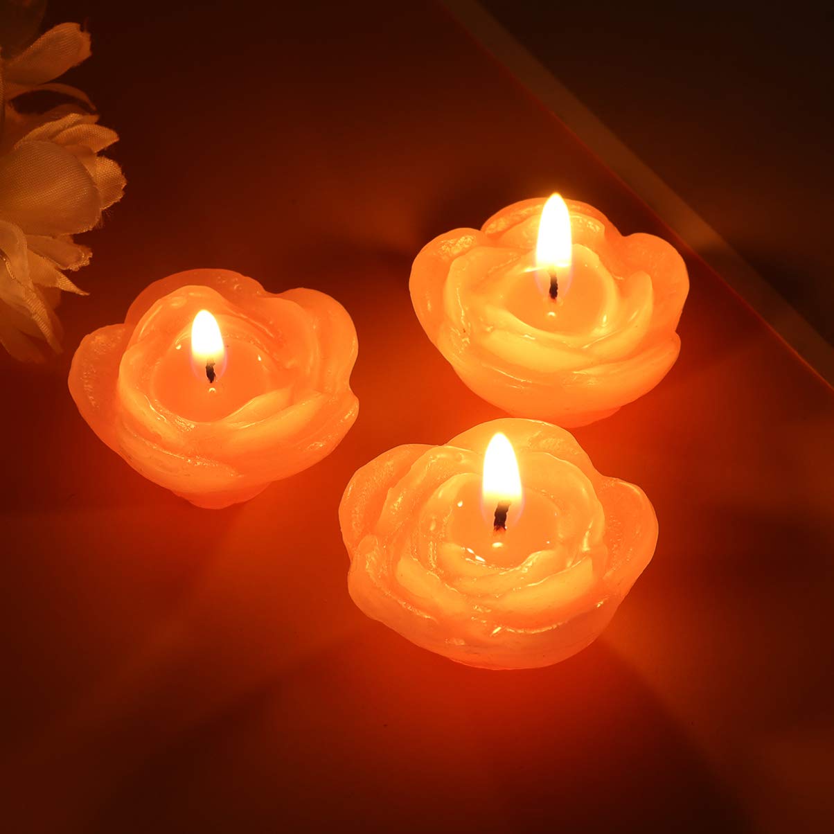 2 Juegos De Velas Flotantes Decorativas Con Forma De Rosa Para Decoración De Bodas (6 Unidades)