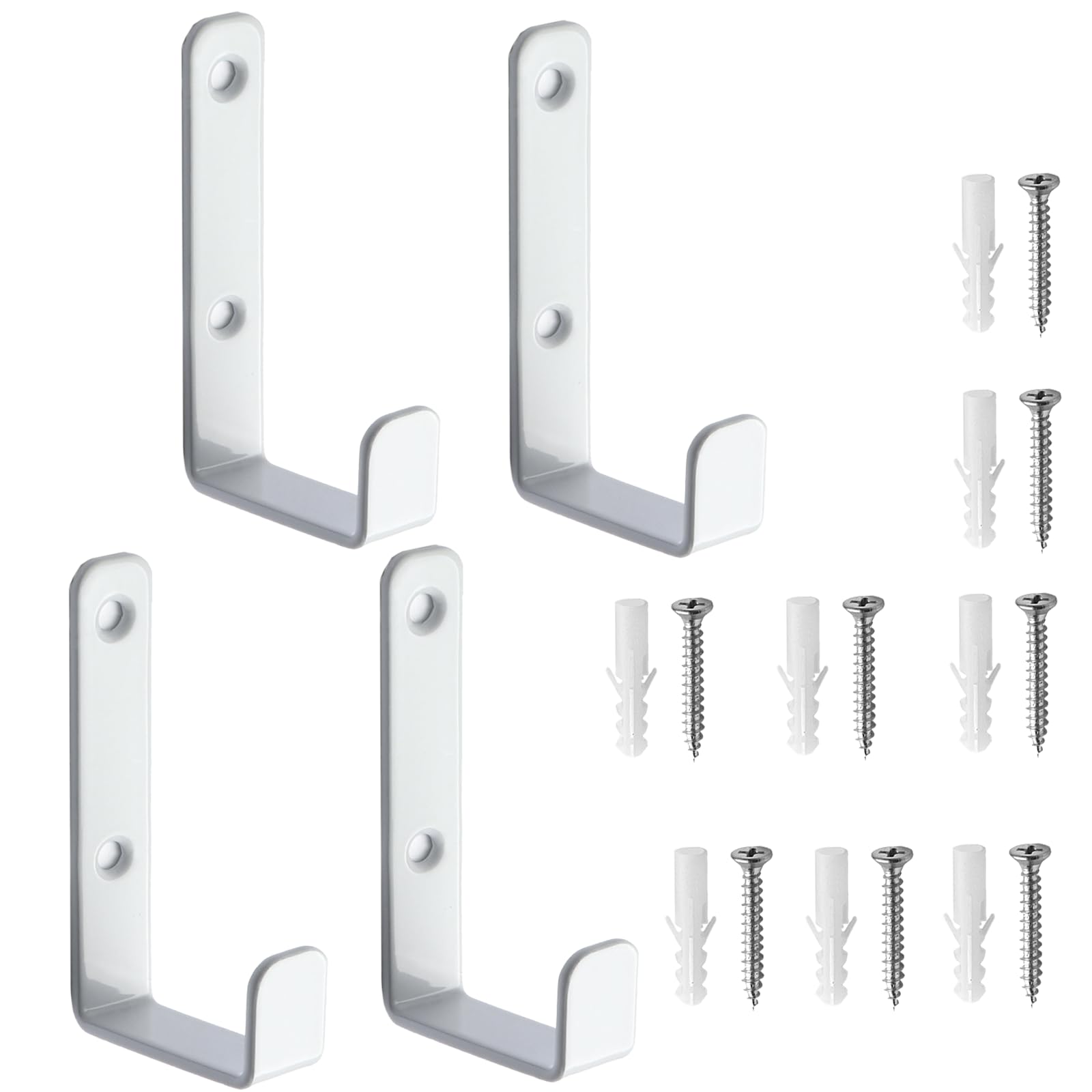 Vxcvzv 4PCS Heavy Duty Hooks, White Ladder Hook for Garages Storage,Walls Hooks Heavy Duty for Tools Workshop, Shed, L Shaped