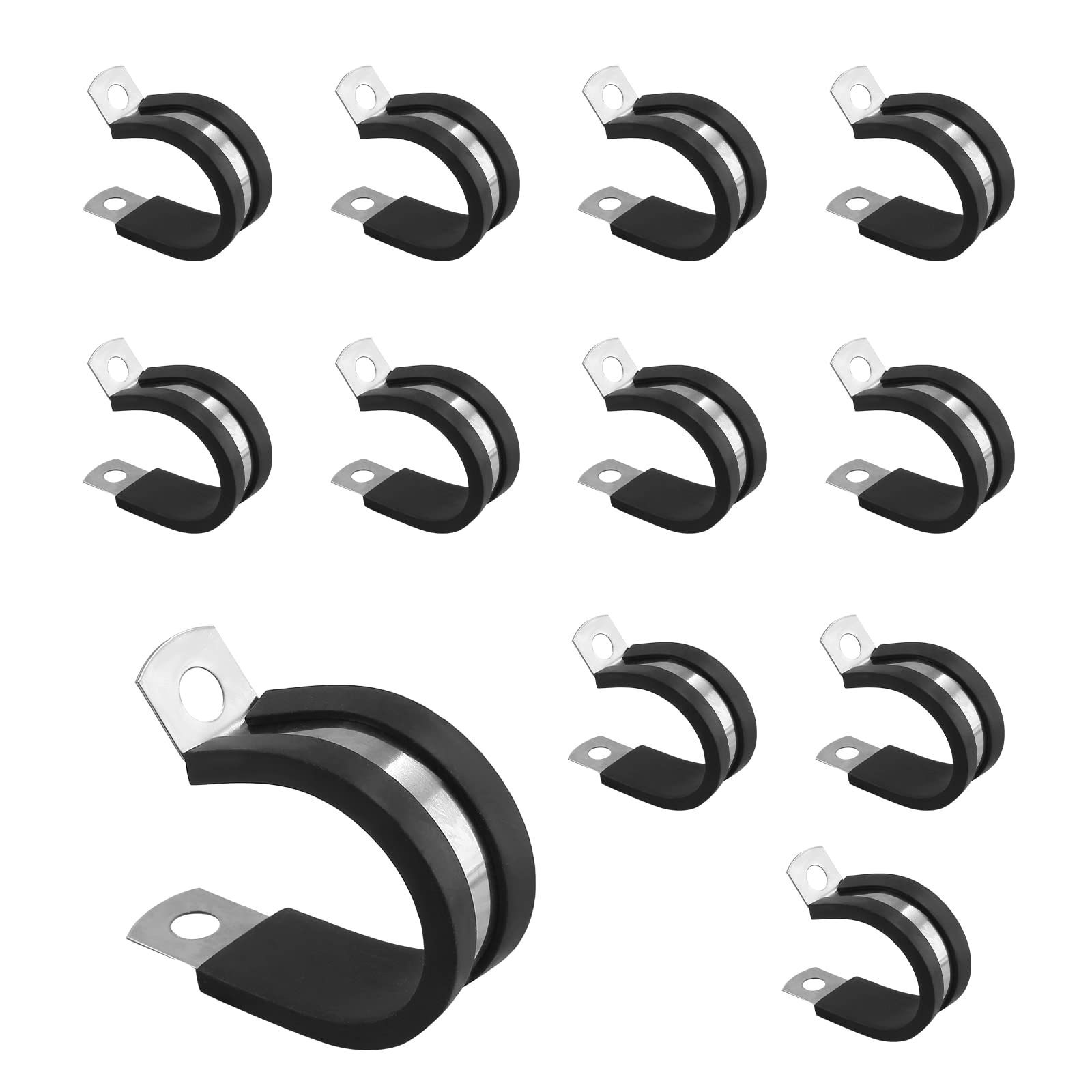 Buy Kemcatui 12 Pack 1 Inch R Type Cable Clamps, Stainless Steel Pipe