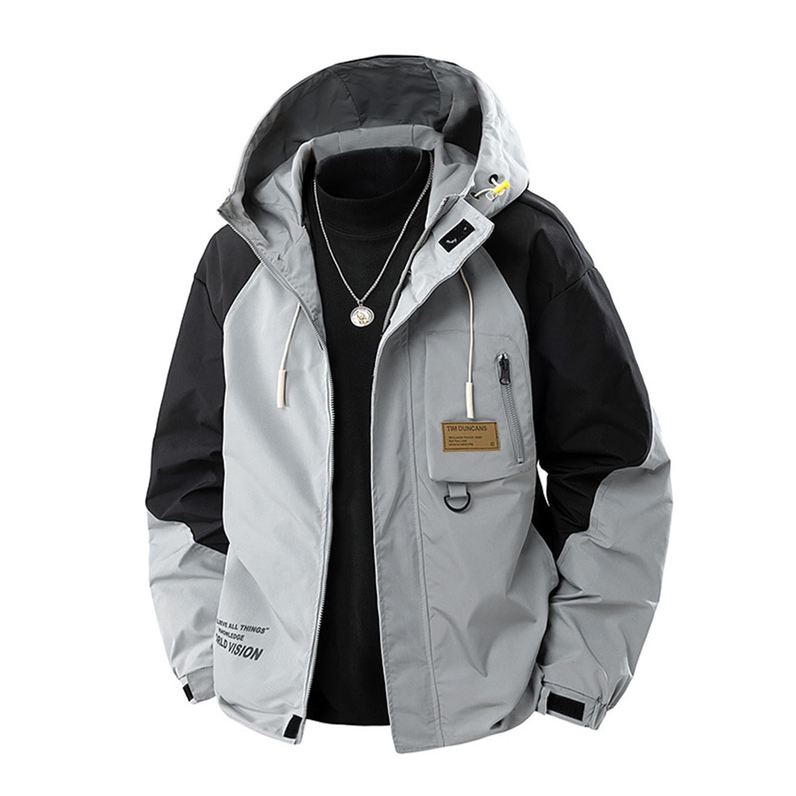 Generisch Jacke Herren Langarm Übergangsjacke Farbblock Sportjacke Mit Kapuze Herbst Kapuzenjacke Cargo Bomberjacke Leichte Outdoorjacke Taktische Winterjacke Outdoor Arbeitsjacke